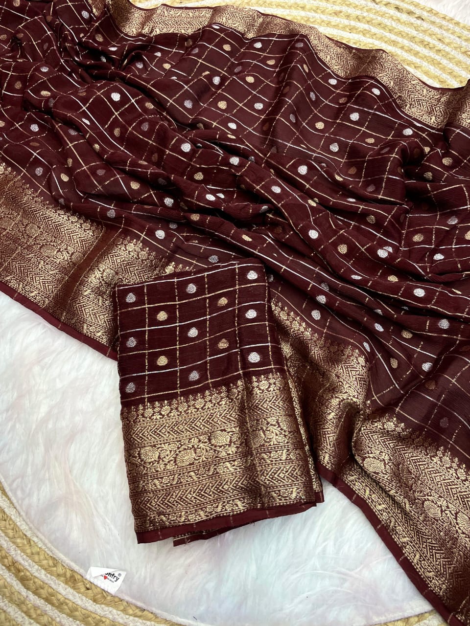Pure Softn Chinon Chiffon Silk Weaving Saree