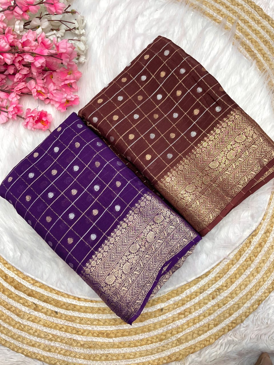 Pure Softn Chinon Chiffon Silk Weaving Saree