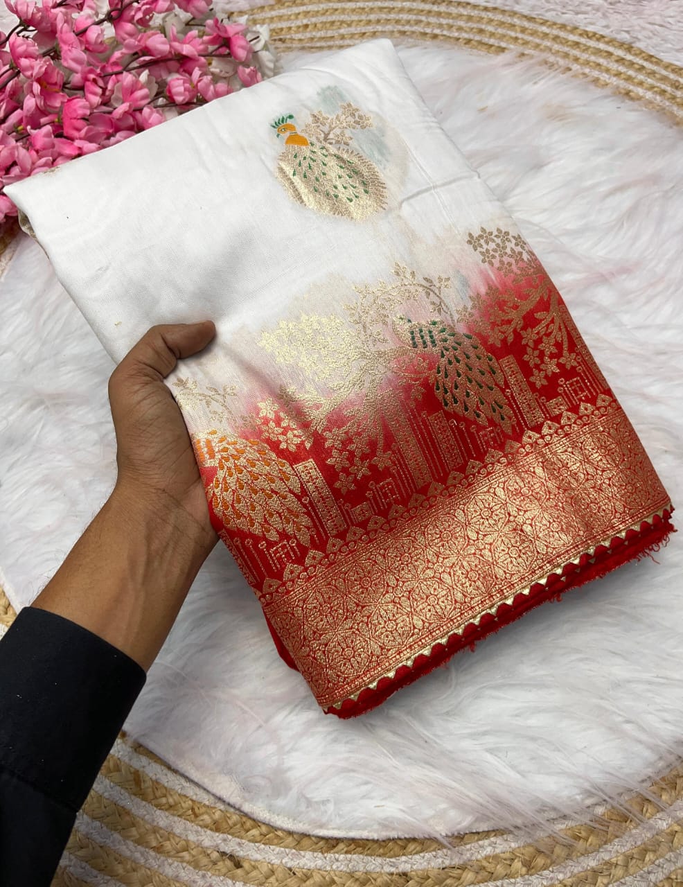 Dola Silk with Hand Dyeing Saree