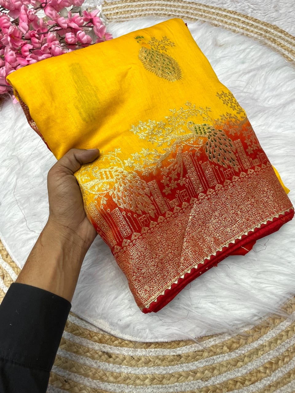 Dola Silk with Hand Dyeing Saree