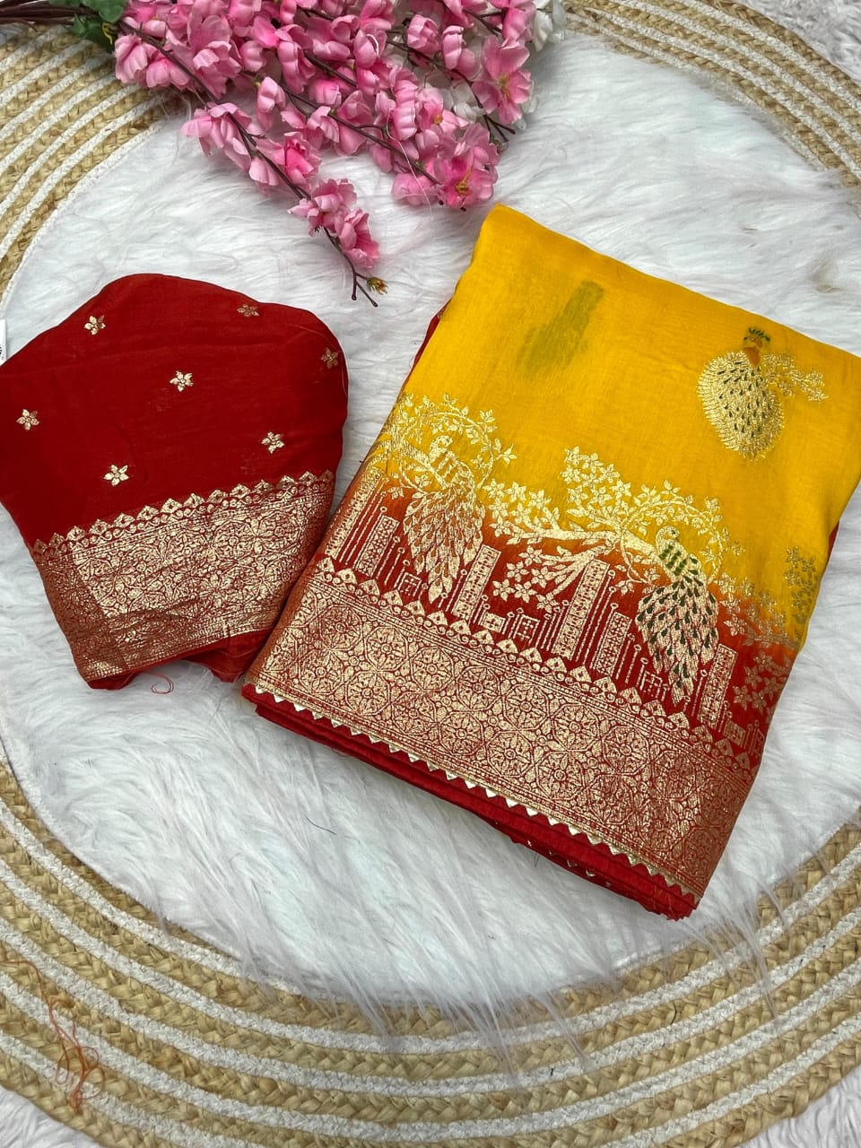 Dola Silk with Hand Dyeing Saree