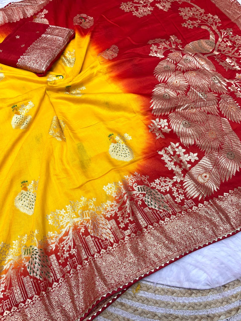 Dola Silk with Hand Dyeing Saree