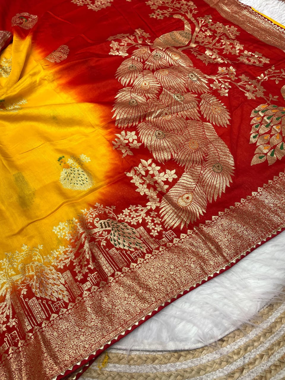 Dola Silk with Hand Dyeing Saree