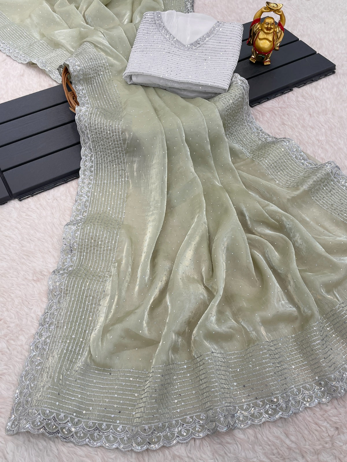 Zimi Choo Sequins Work With Stone Work Saree