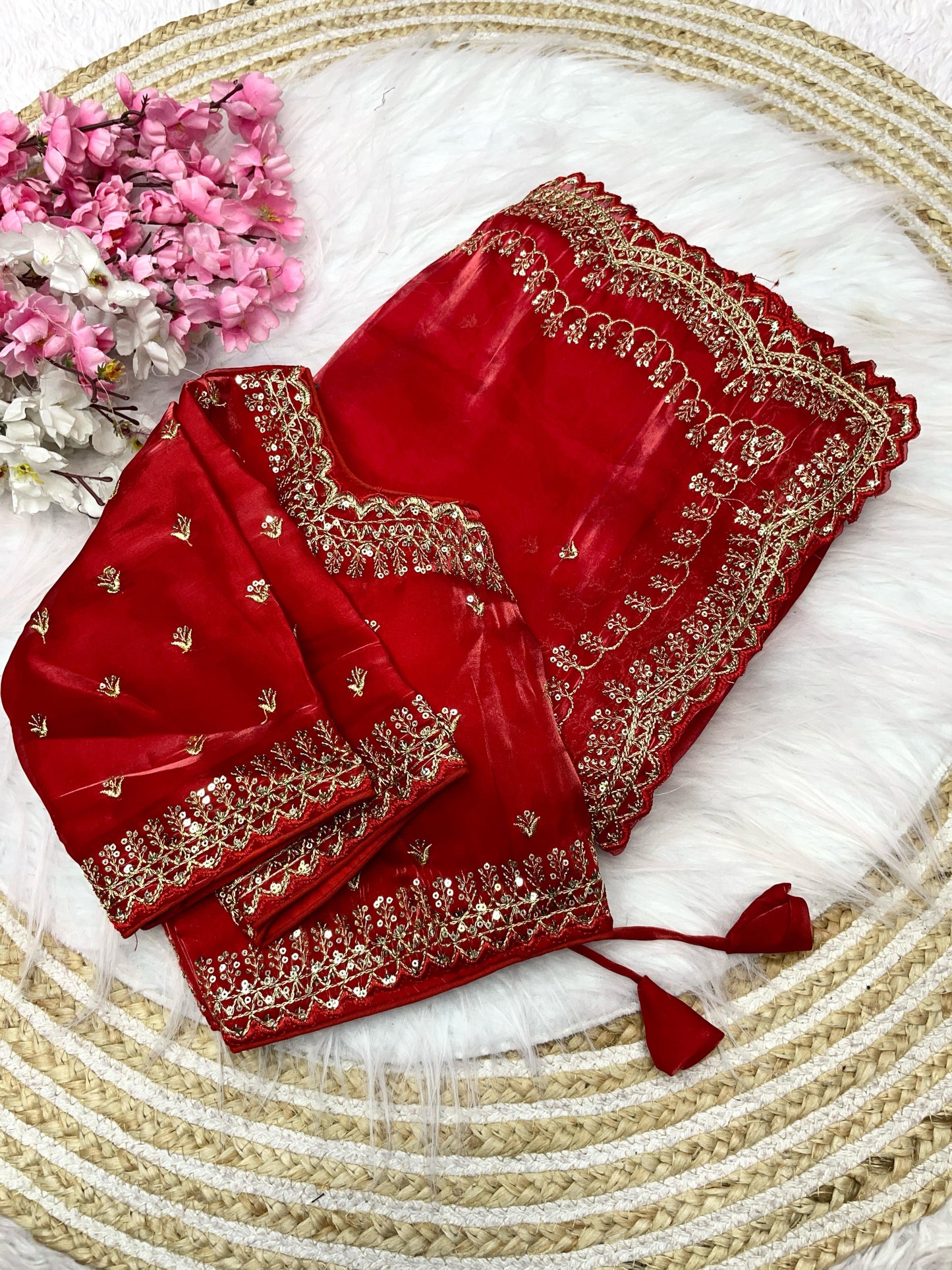 Zimmy Choo Sequence Zari Aarco Border Satin Saree