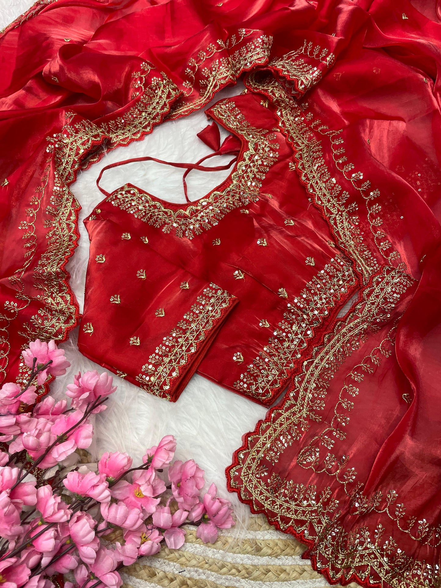 Zimmy Choo Sequence Zari Aarco Border Satin Saree