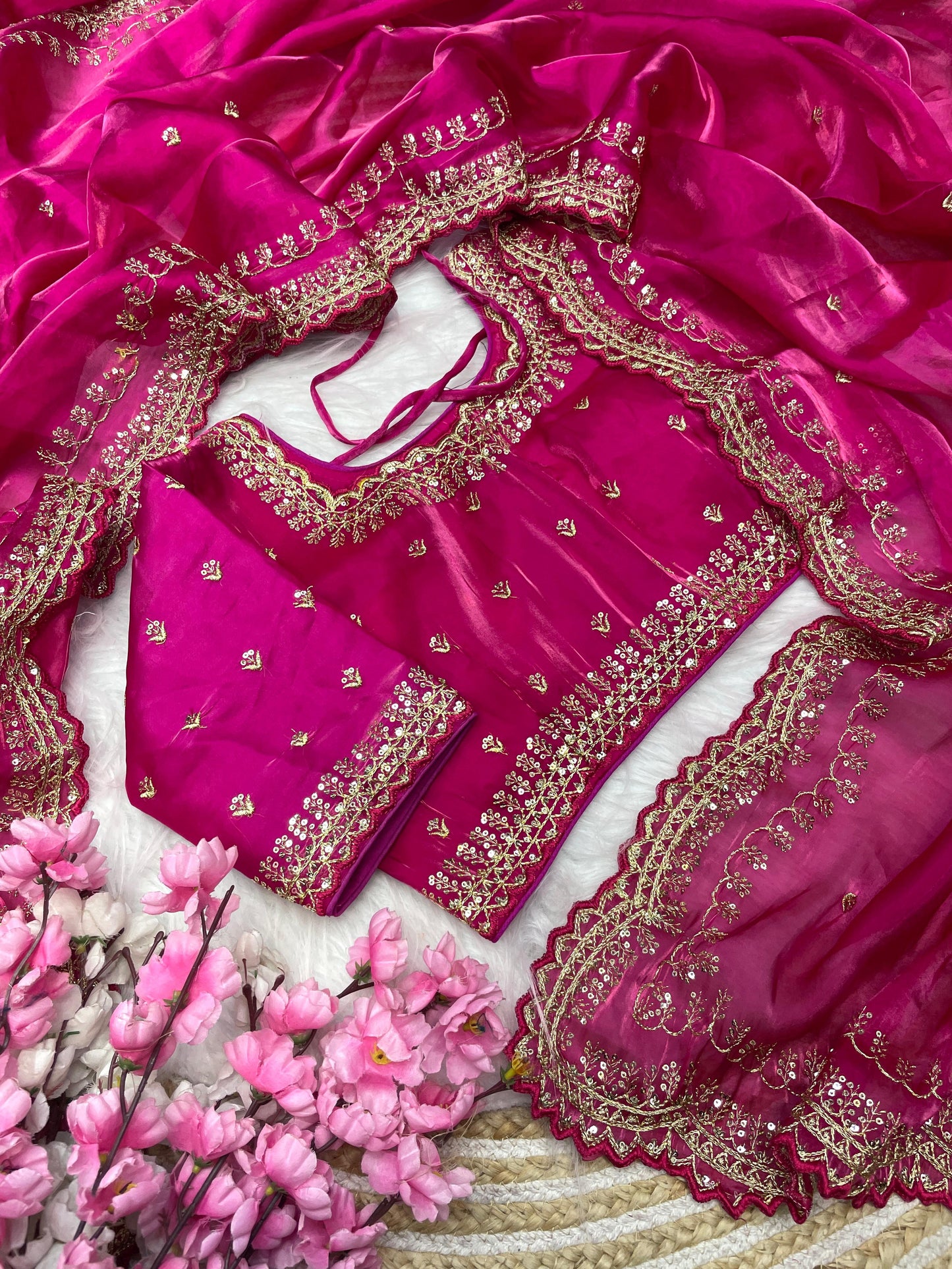Zimmy Choo Sequence Zari Aarco Border Satin Saree