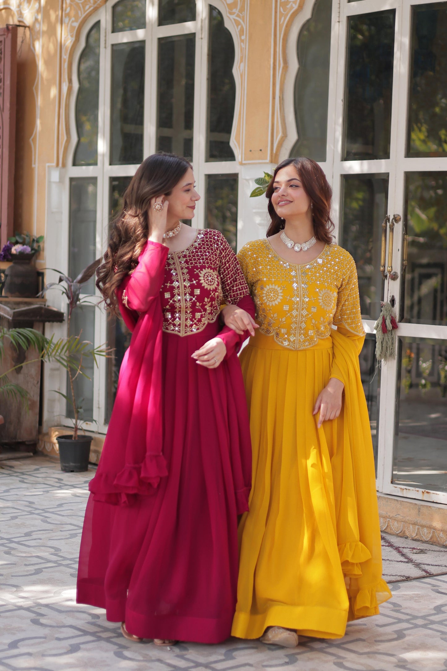Primium Georgette with Attractive Embroidered Work Gown With Dupatta