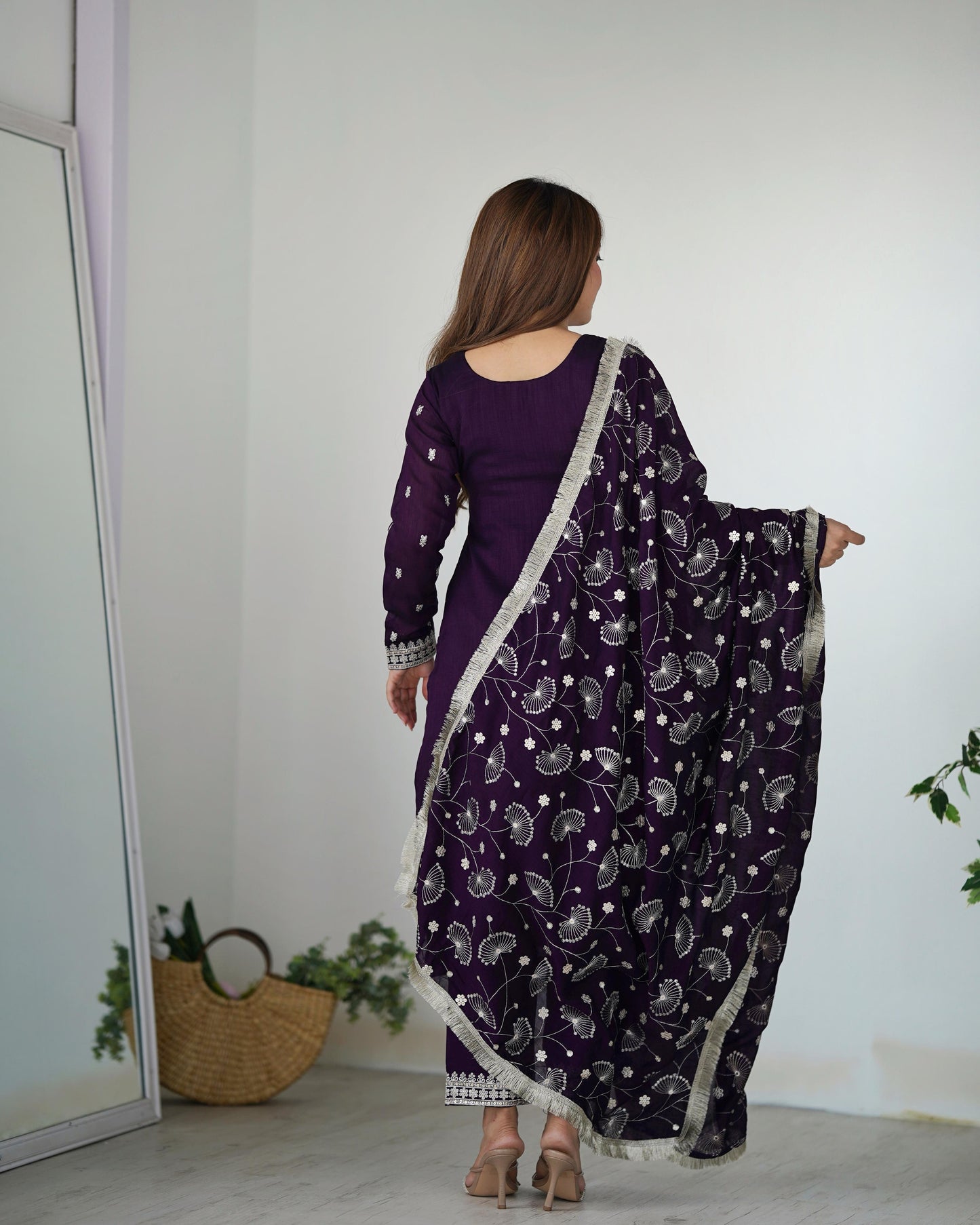 Purple Rangoli Silk 3pc Kurta Set
