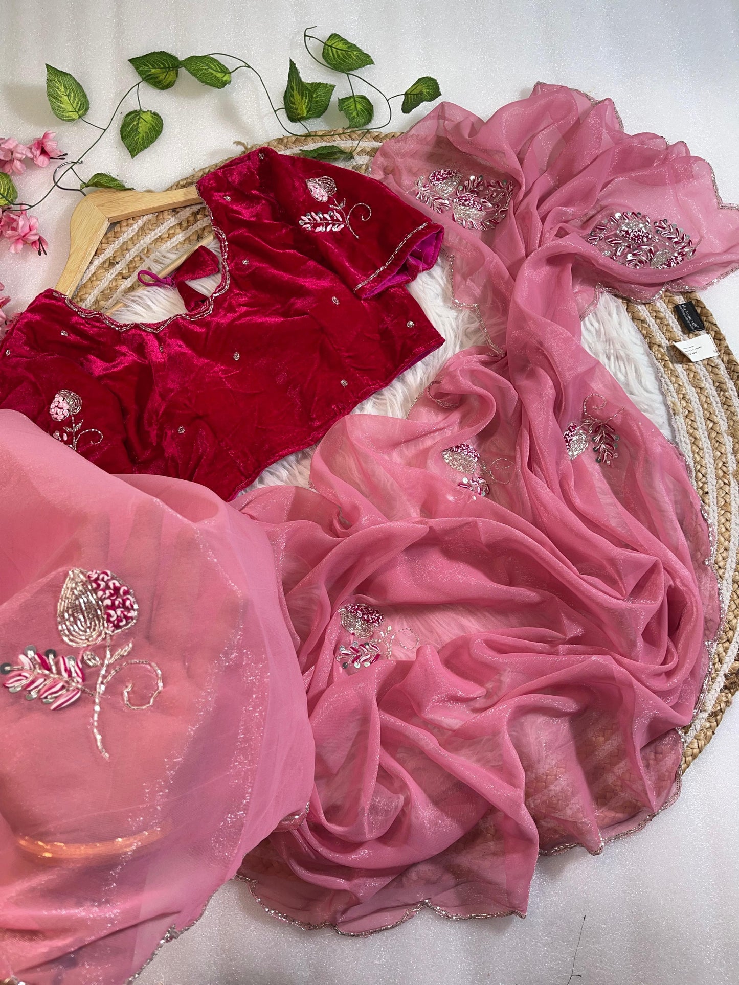 Pure Soft Shimmer Silk With UnStiched Blouse Saree