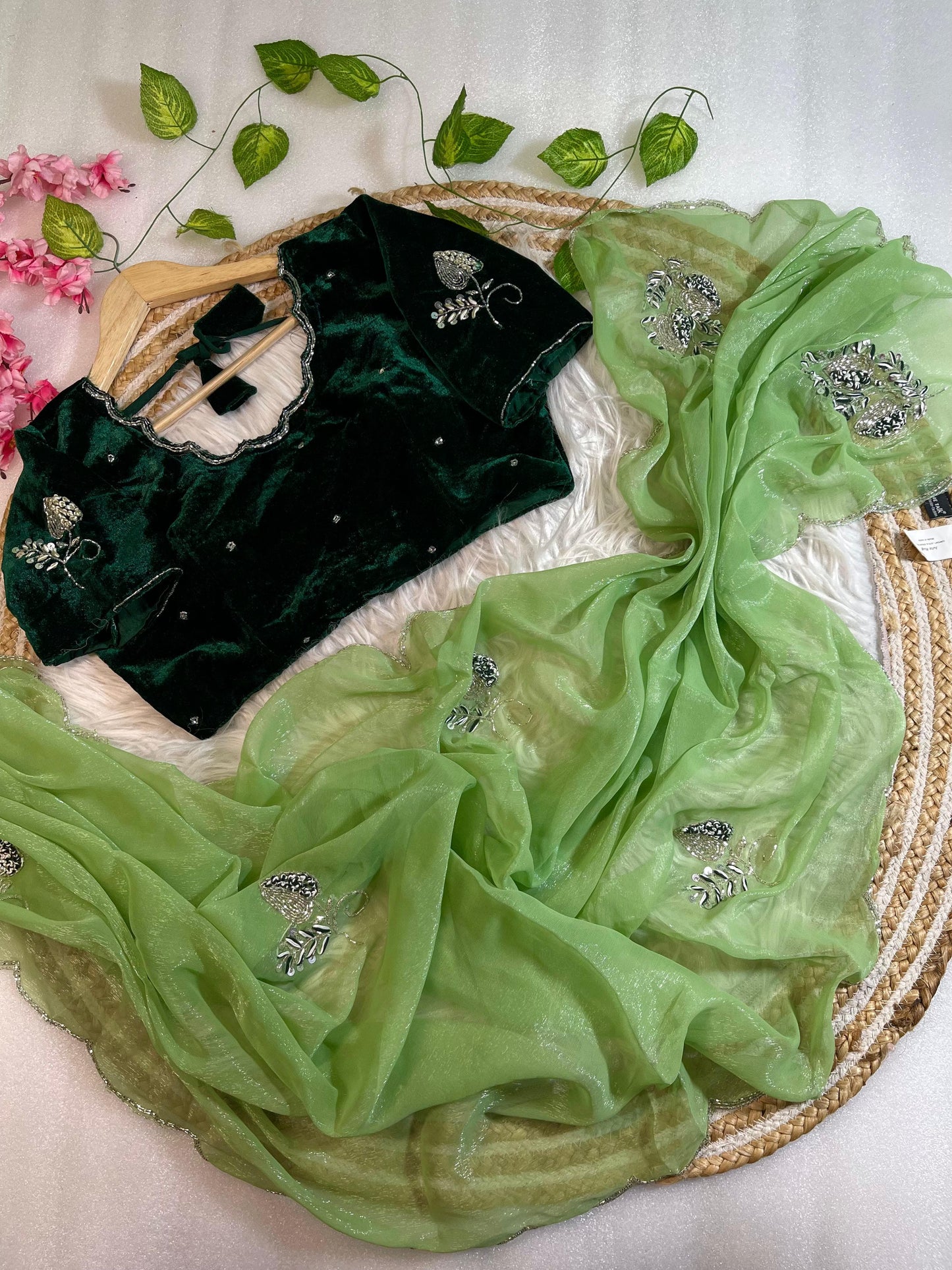 Pure Soft Shimmer Silk With UnStiched Blouse Saree