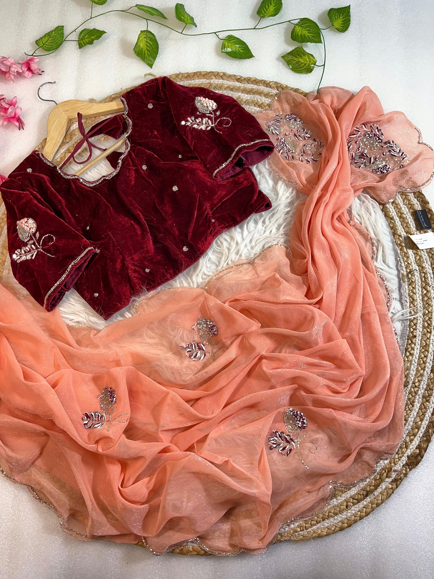 Pure Soft Shimmer Silk With UnStiched Blouse Saree