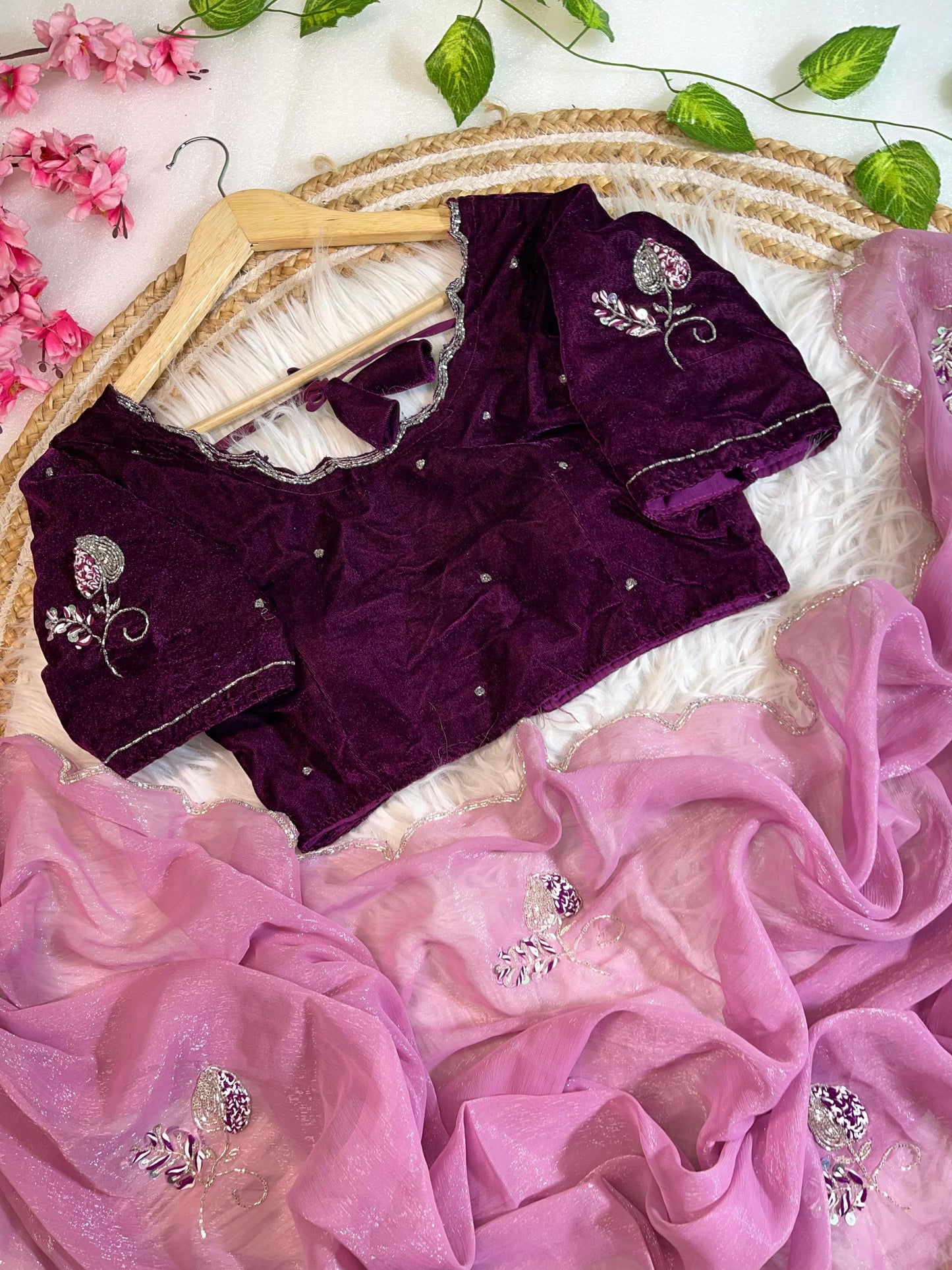 Pure Soft Shimmer Silk With UnStiched Blouse Saree