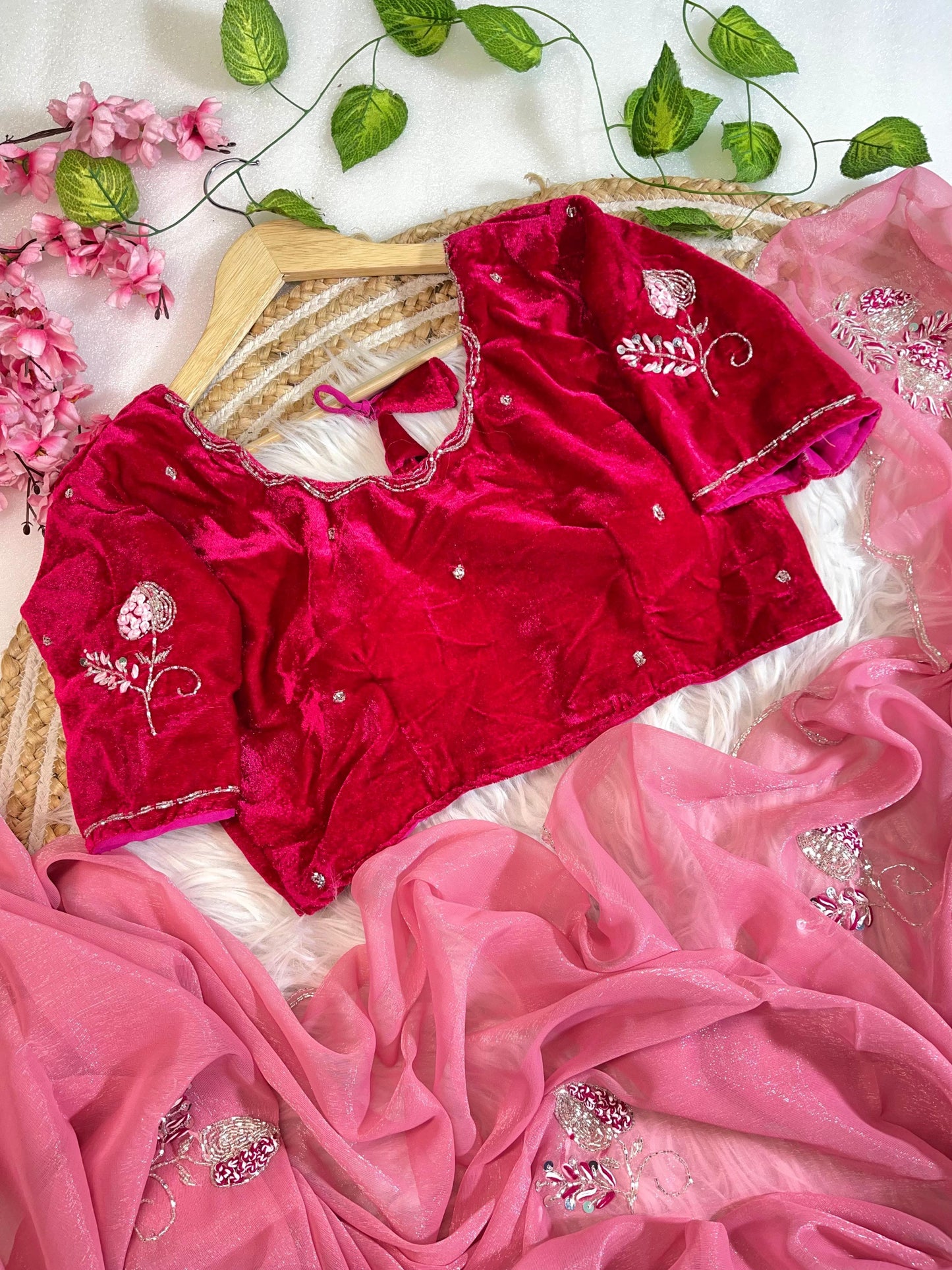 Pure Soft Shimmer Silk With UnStiched Blouse Saree