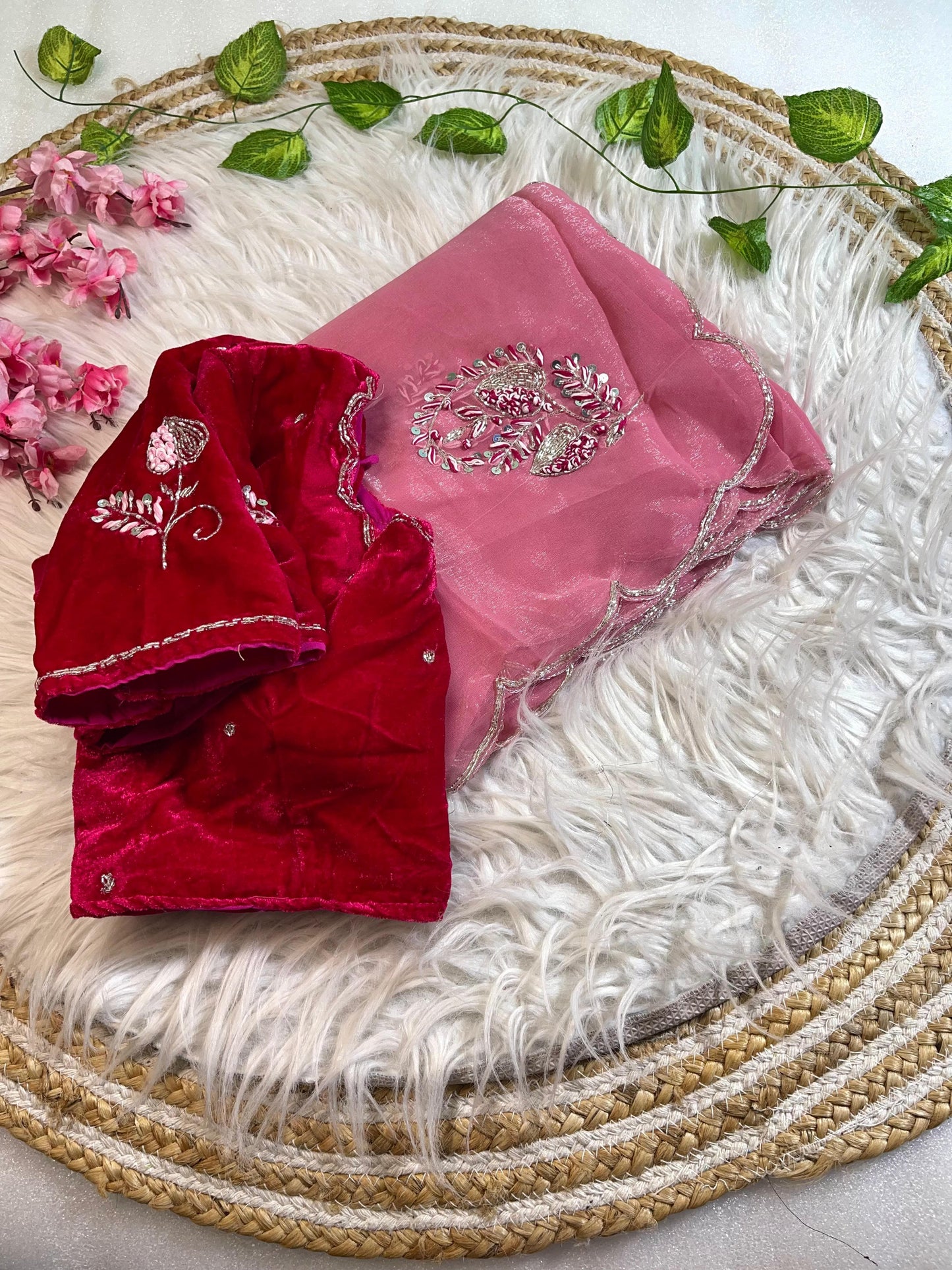Pure Soft Shimmer Silk With UnStiched Blouse Saree