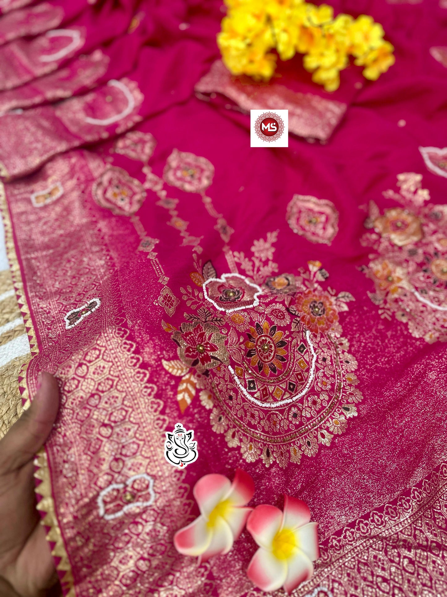 Dola SilK With Meenakari & Cutdana Khatli Handwork Saree