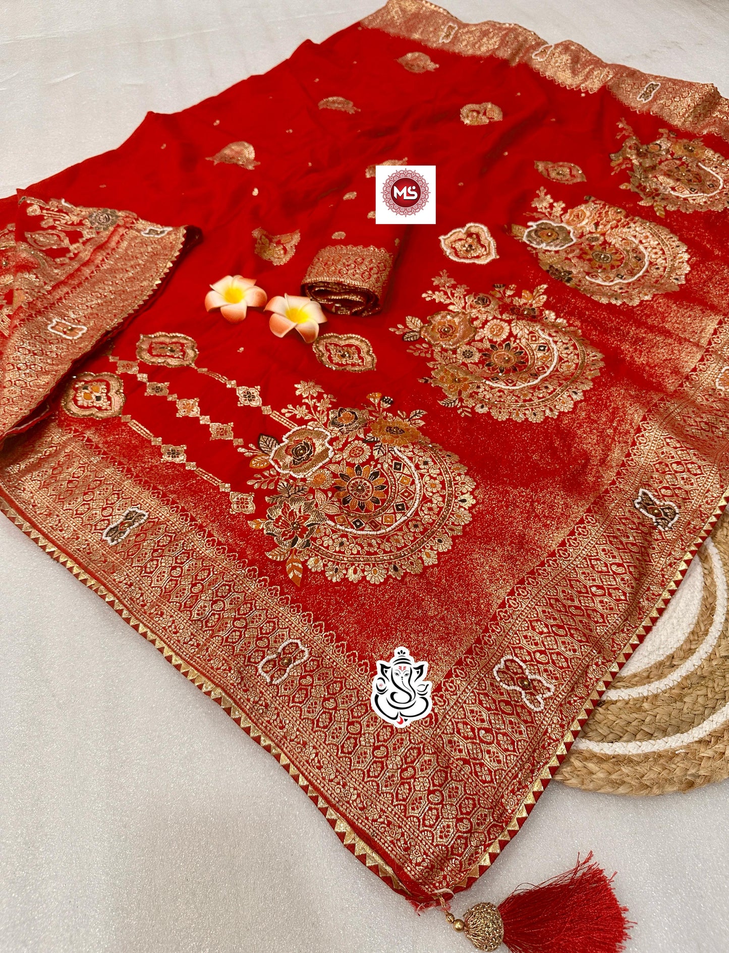 Dola SilK With Meenakari & Cutdana Khatli Handwork Saree