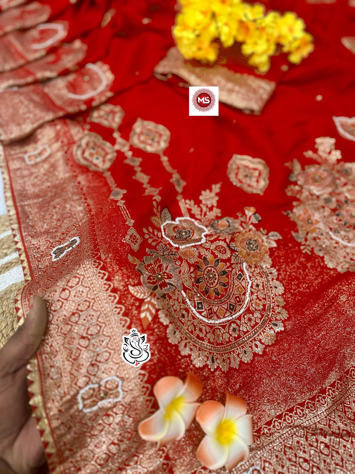 Dola SilK With Meenakari & Cutdana Khatli Handwork Saree