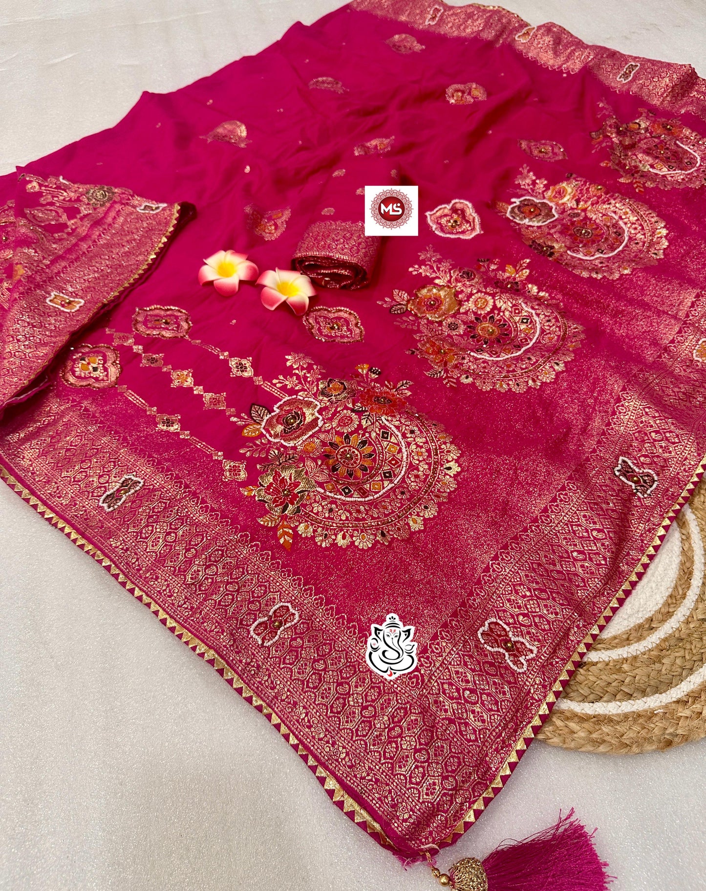 Dola SilK With Meenakari & Cutdana Khatli Handwork Saree