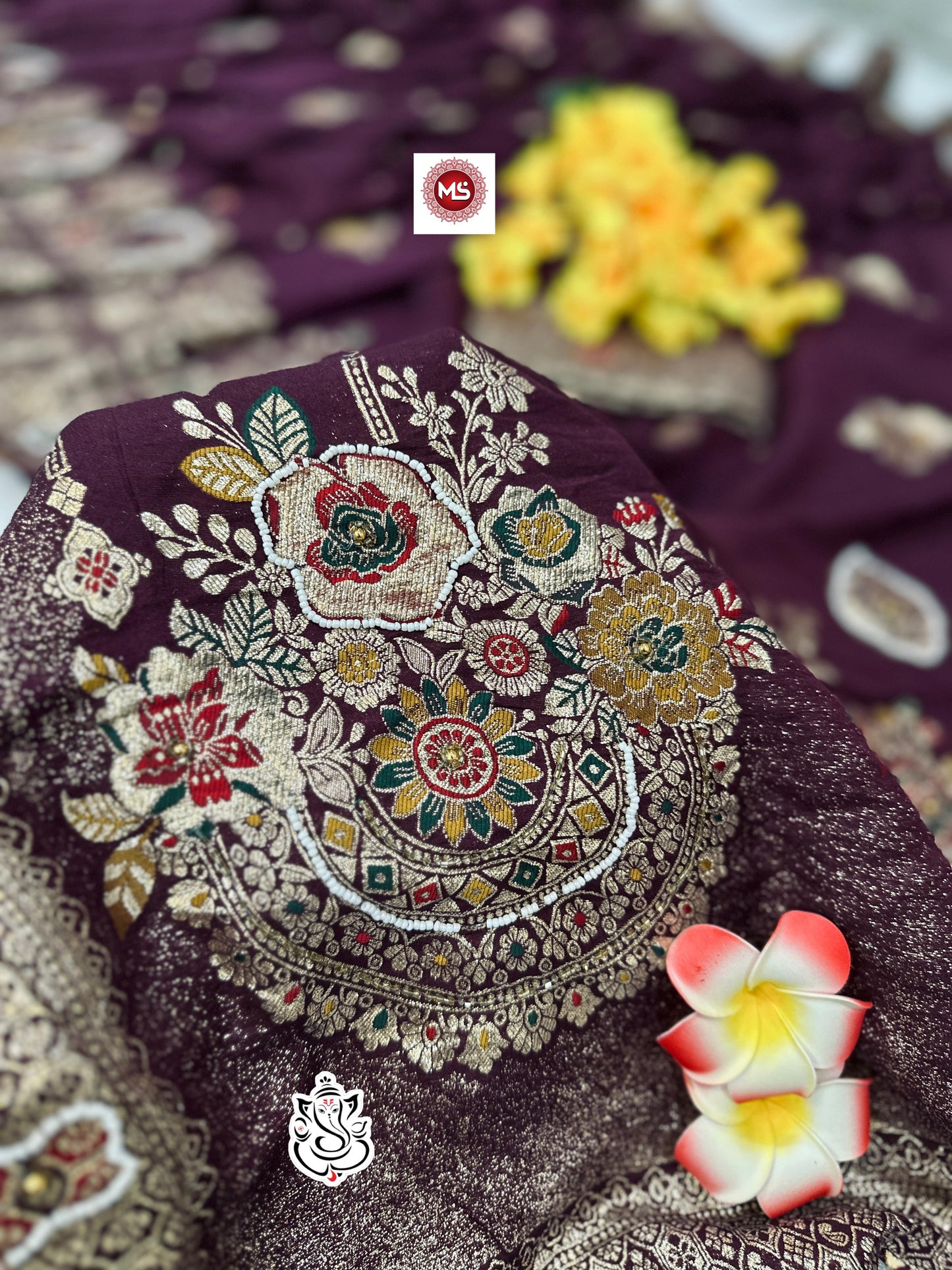 Dola SilK With Meenakari & Cutdana Khatli Handwork Saree