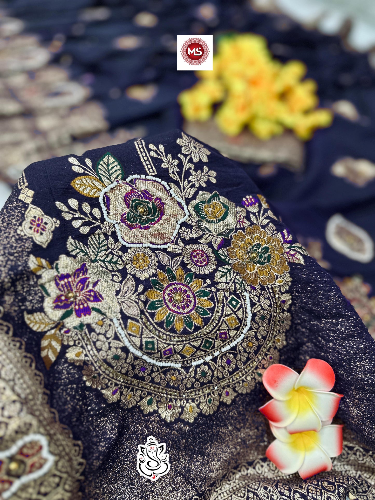 Dola SilK With Meenakari & Cutdana Khatli Handwork Saree