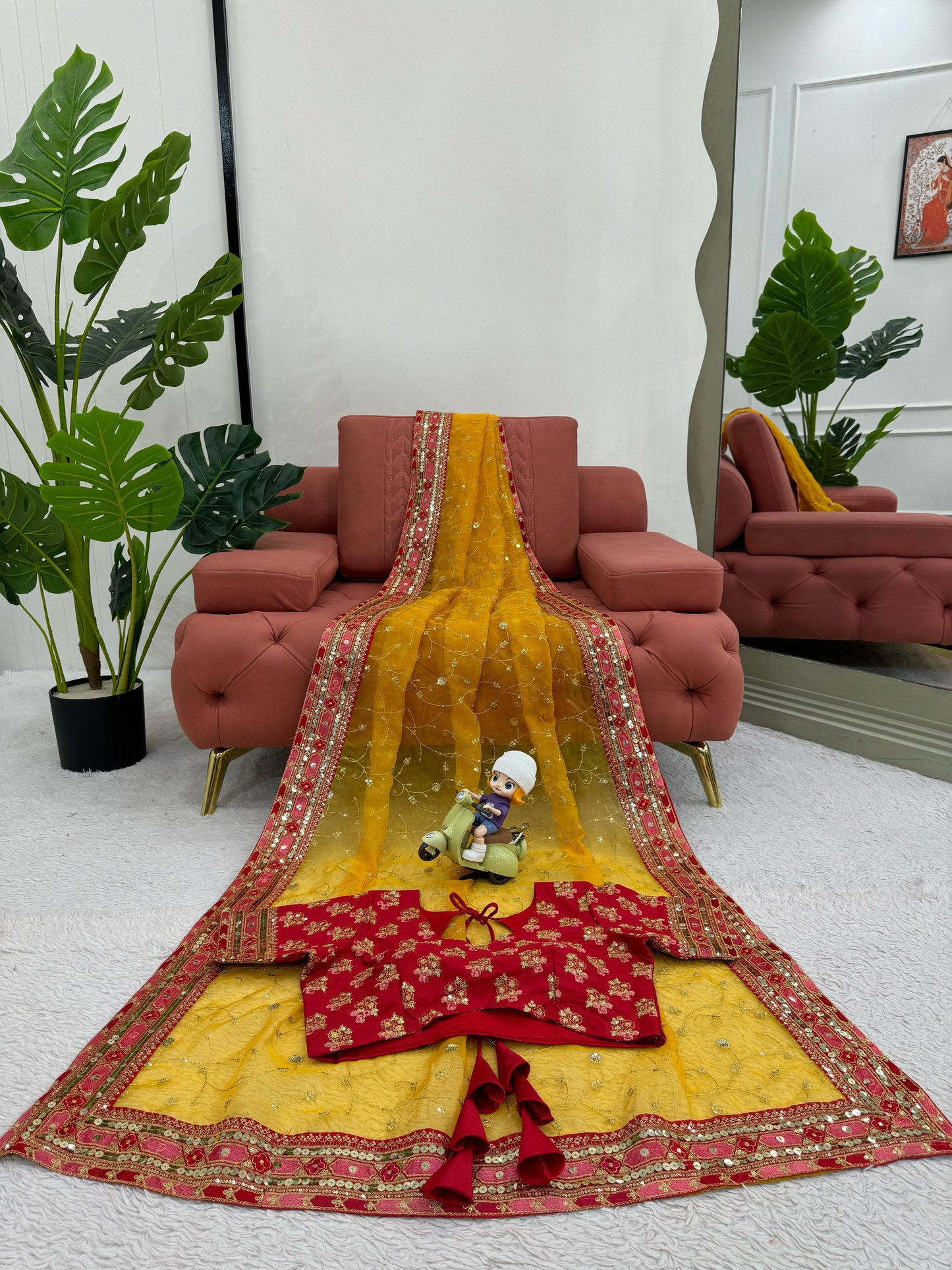 Mustard Heavy Organza Silk Saree