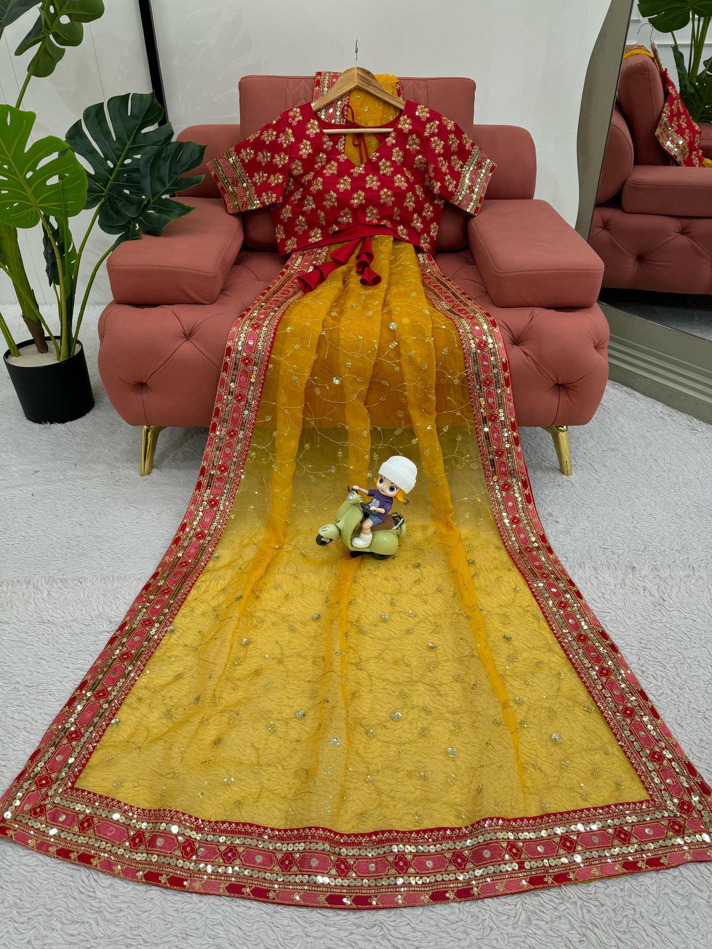 Mustard Heavy Organza Silk Saree