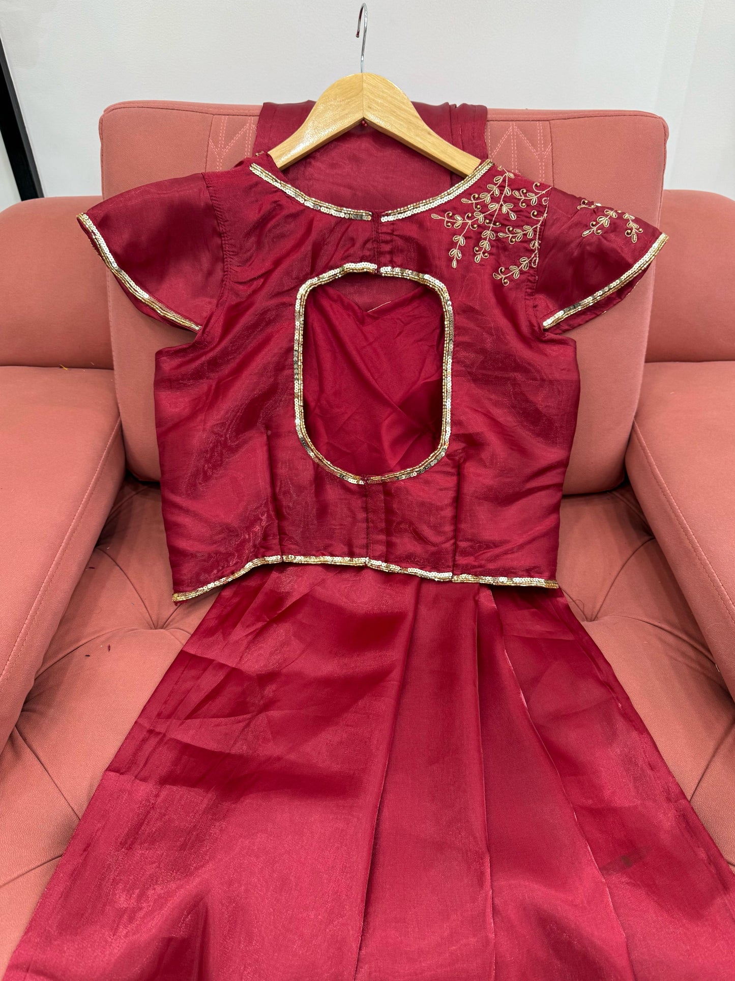 Maroon Plain Jimmy Chu Silk Saree