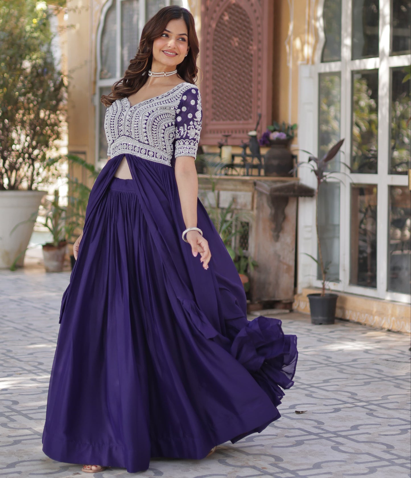 Star Georgette with Embroidery & Sequins Work Lehenga With Kurti