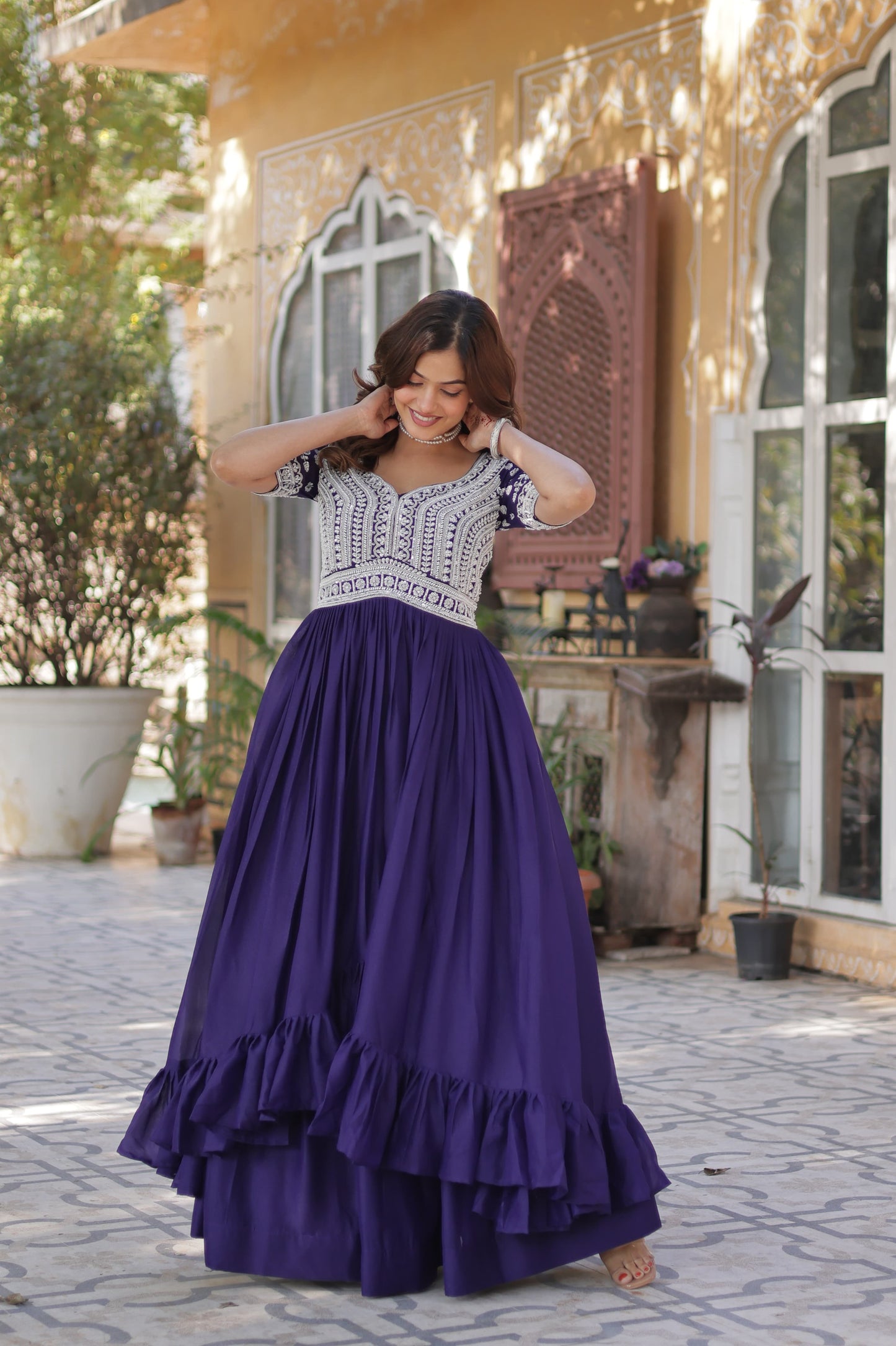 Star Georgette with Embroidery & Sequins Work Lehenga With Kurti