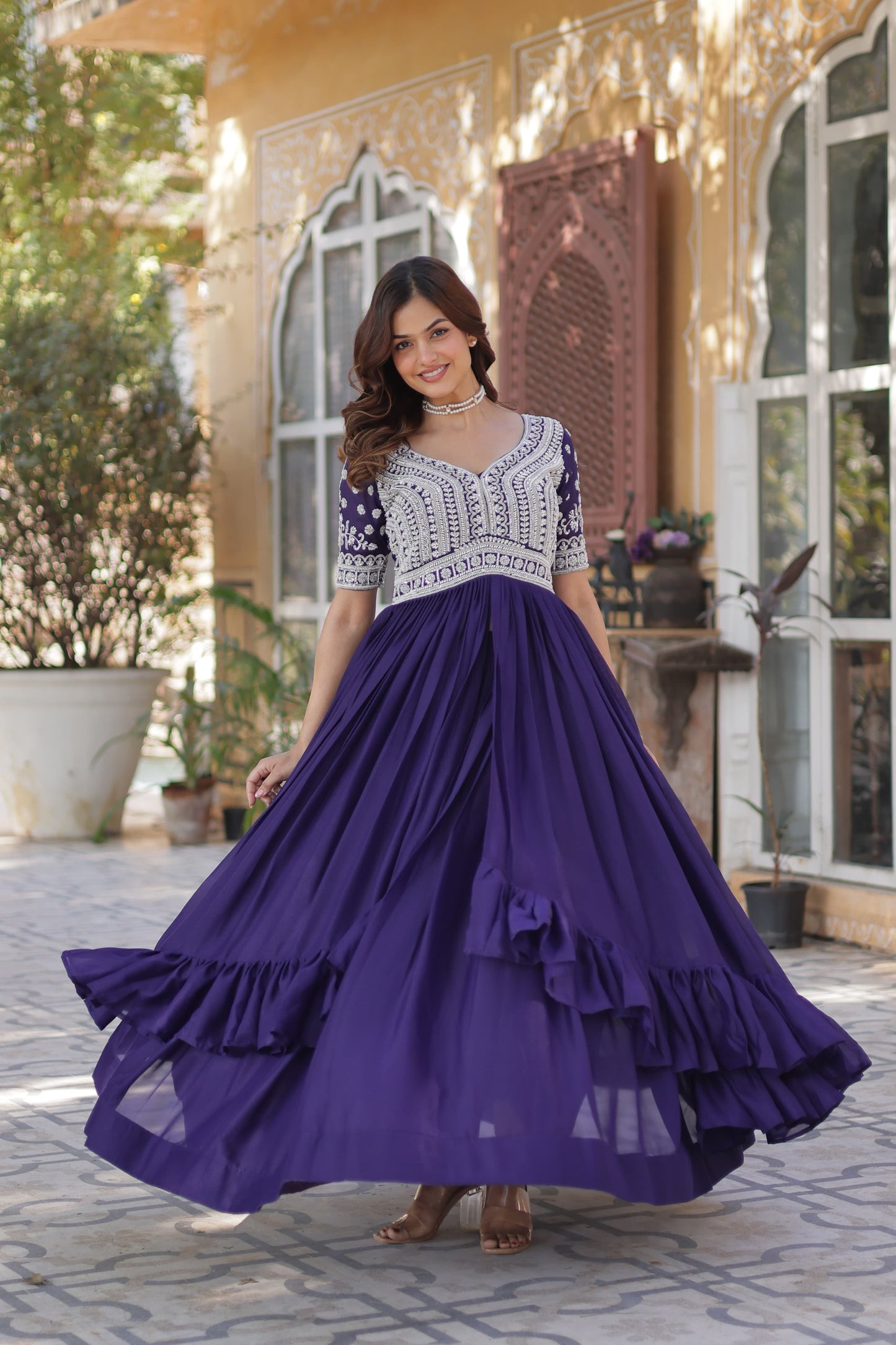 Star Georgette with Embroidery & Sequins Work Lehenga With Kurti