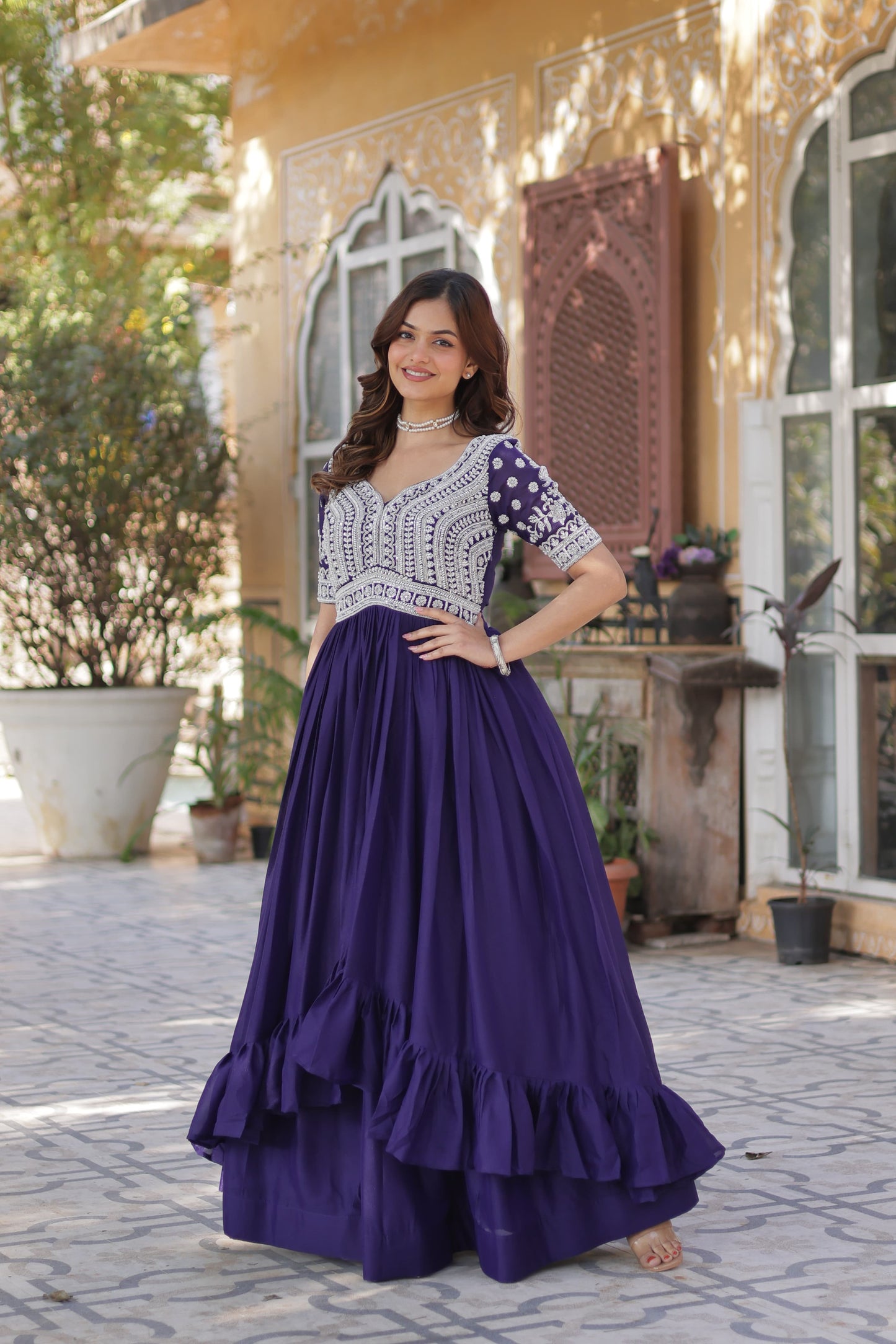 Star Georgette with Embroidery & Sequins Work Lehenga With Kurti