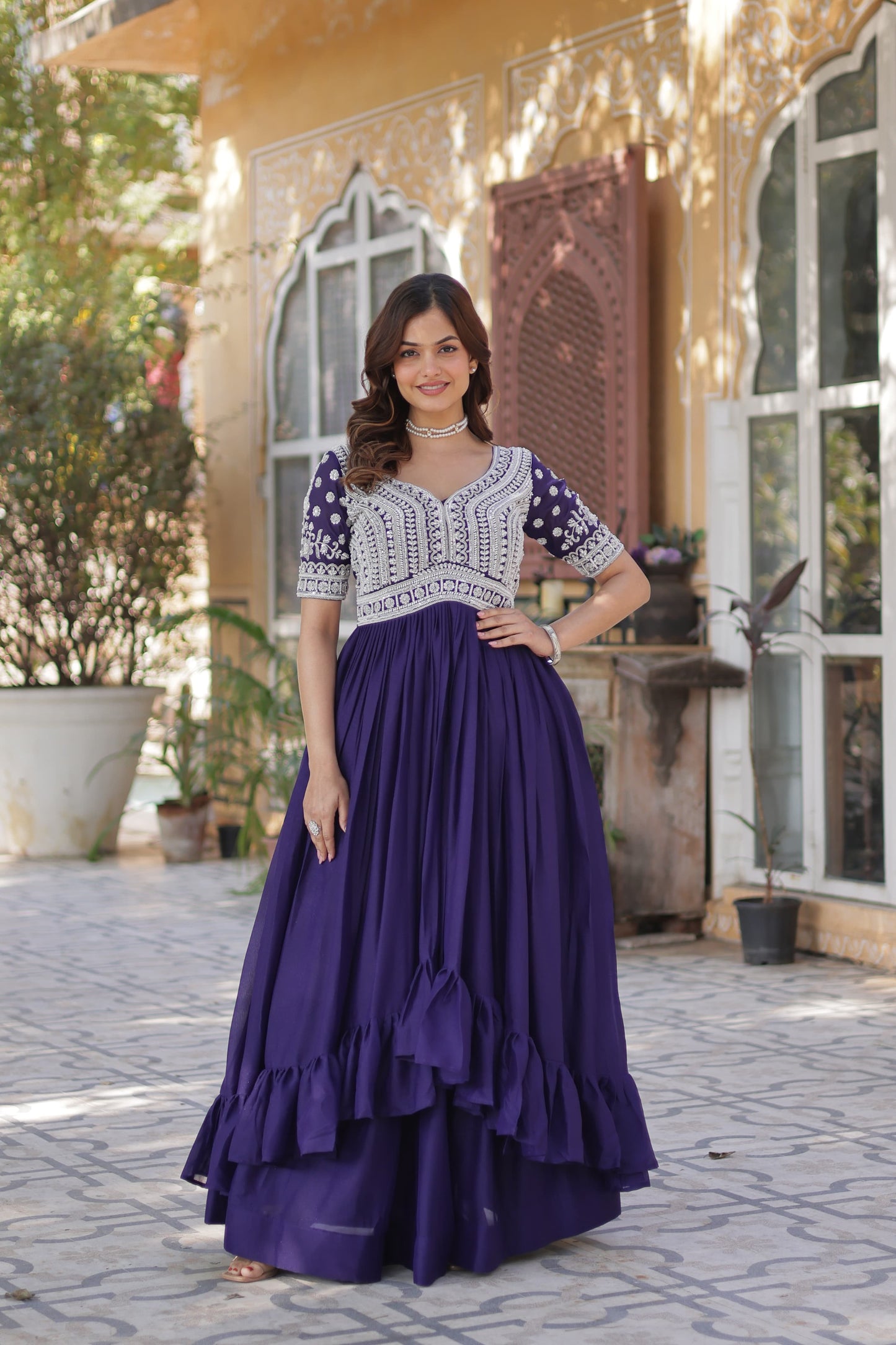Star Georgette with Embroidery & Sequins Work Lehenga With Kurti