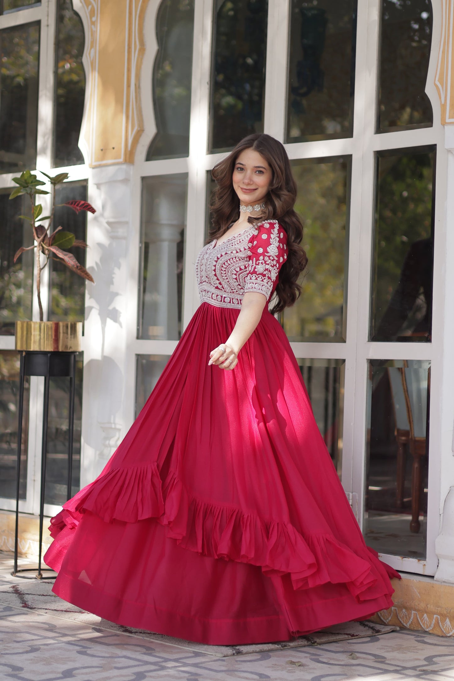 Star Georgette with Embroidery & Sequins Work Lehenga With Kurti