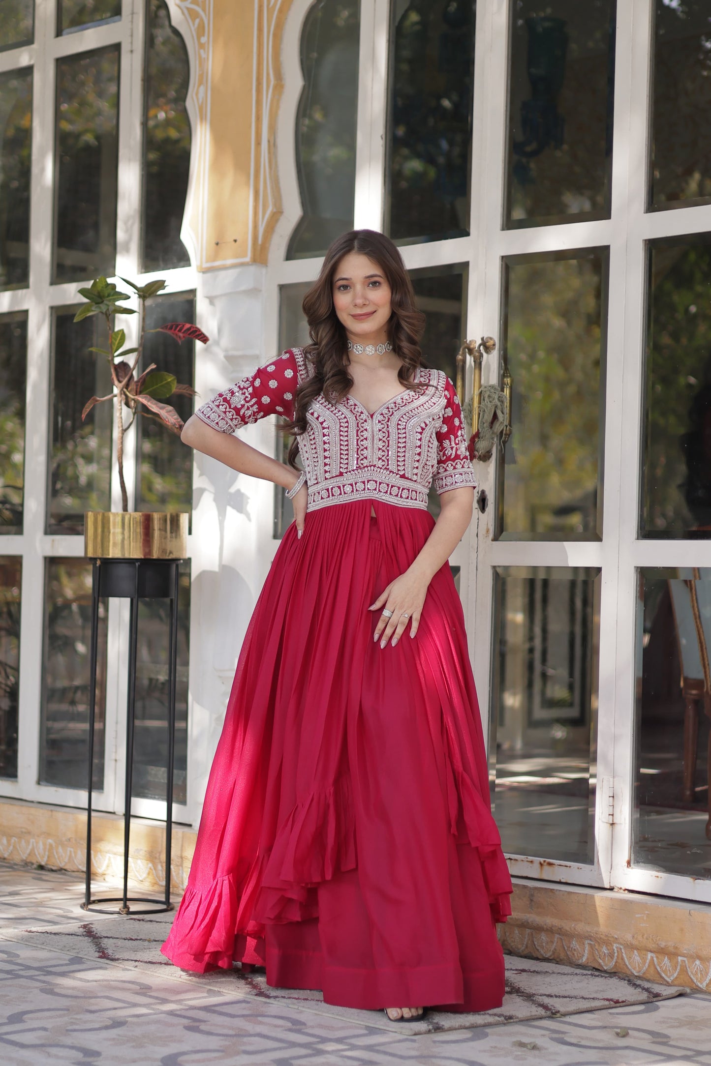 Star Georgette with Embroidery & Sequins Work Lehenga With Kurti