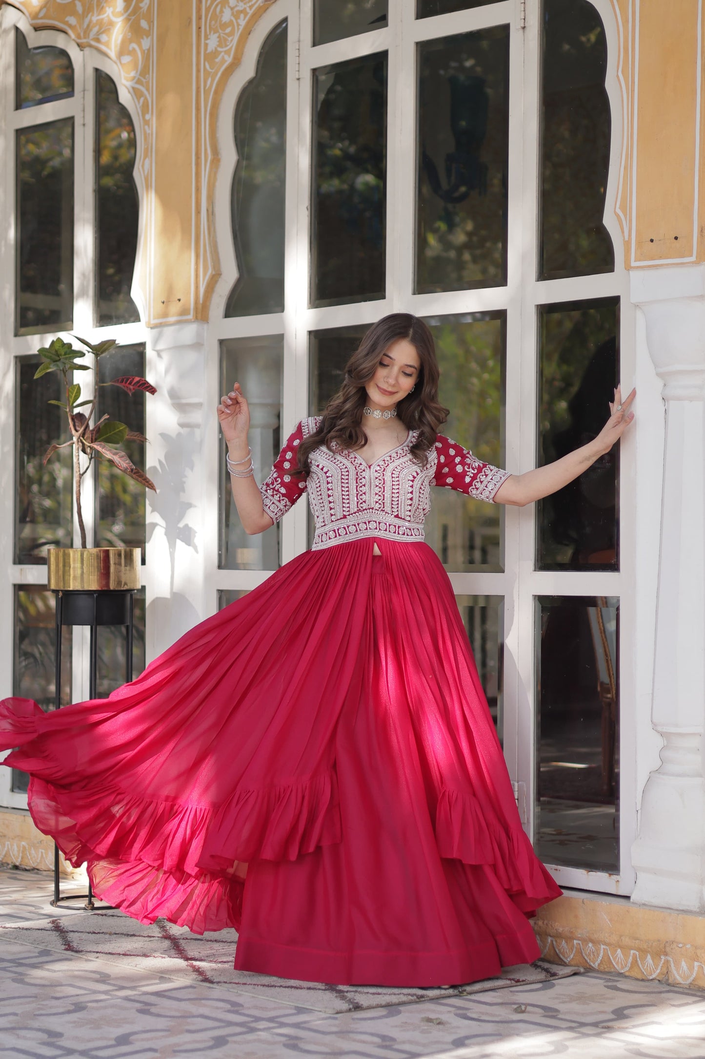 Star Georgette with Embroidery & Sequins Work Lehenga With Kurti