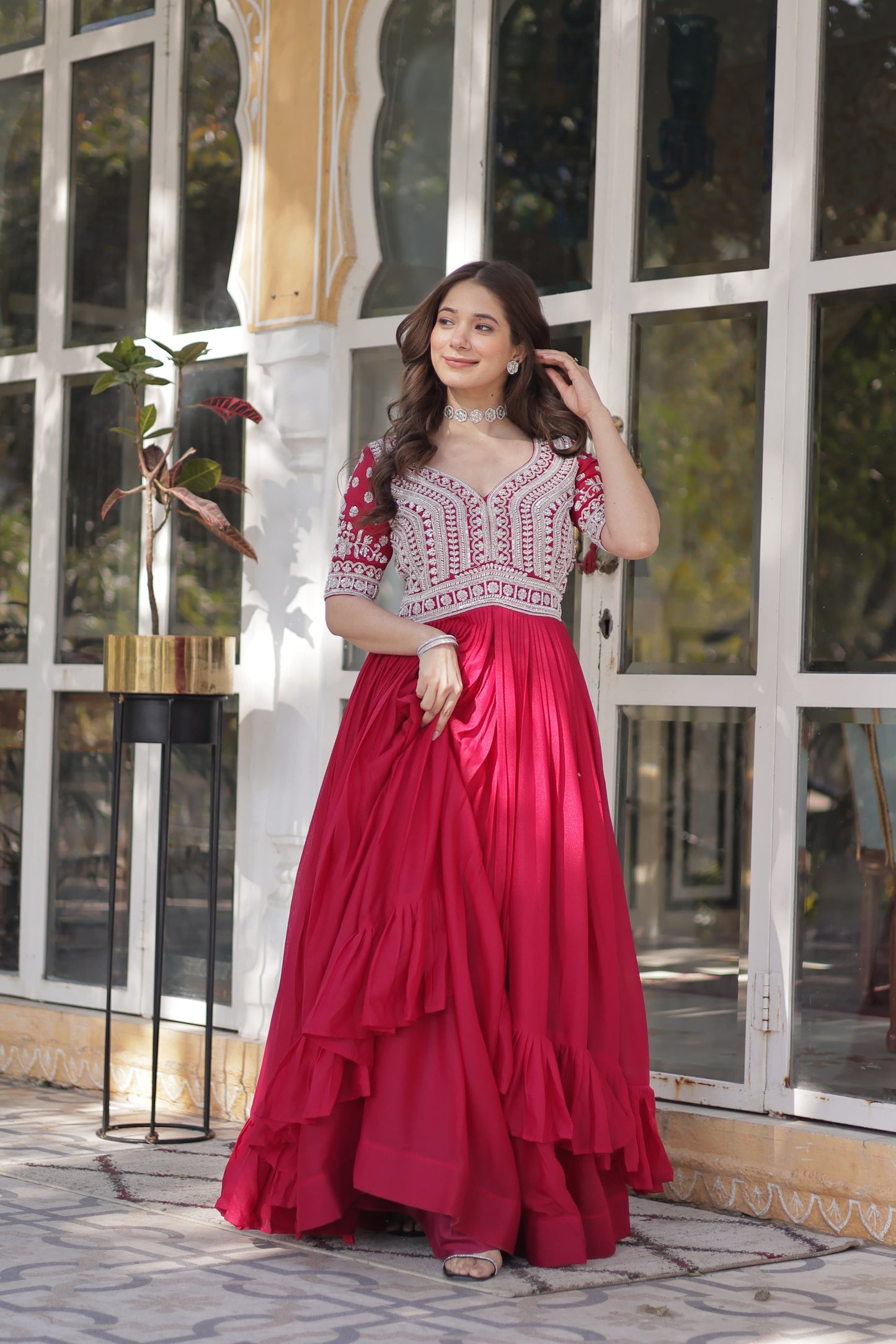 Star Georgette with Embroidery & Sequins Work Lehenga With Kurti