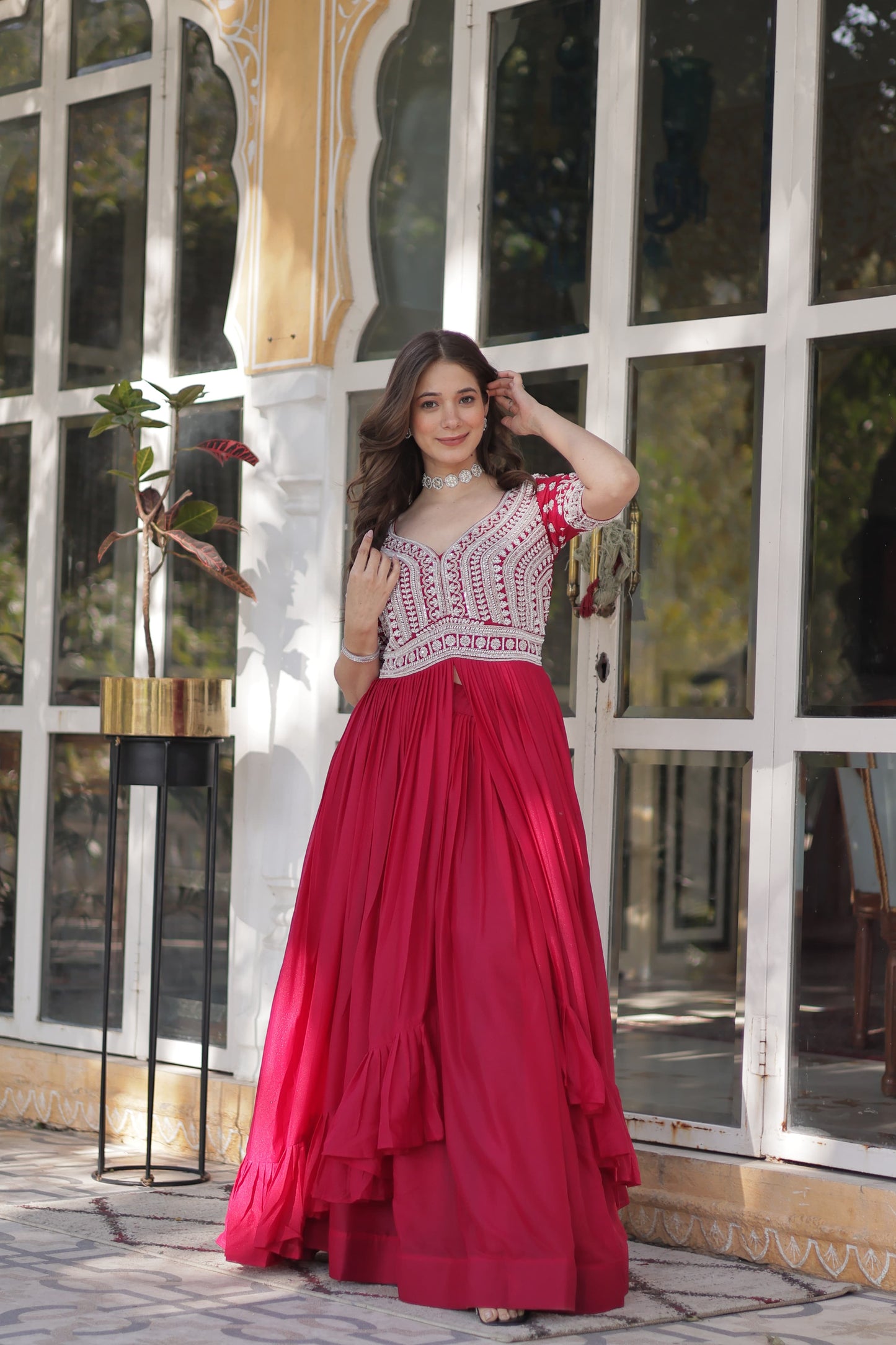 Star Georgette with Embroidery & Sequins Work Lehenga With Kurti