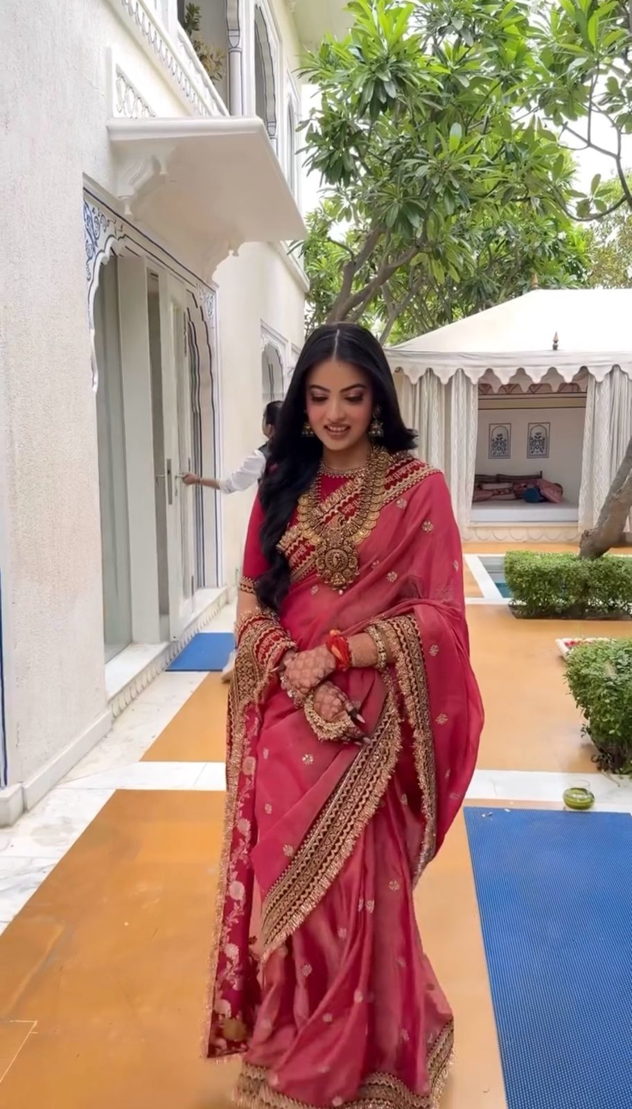 Red Twill Net Sequin Embroidery With Fancy Lace Saree
