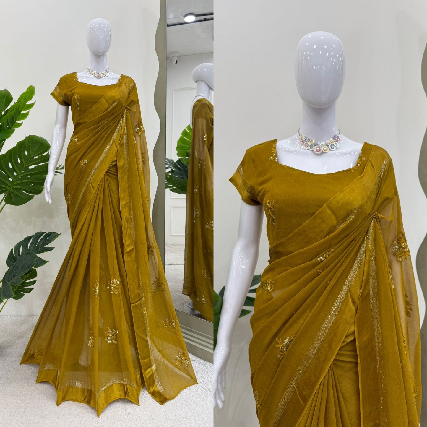Viscose Patta Thread & Sequin Embroidery Work Saree