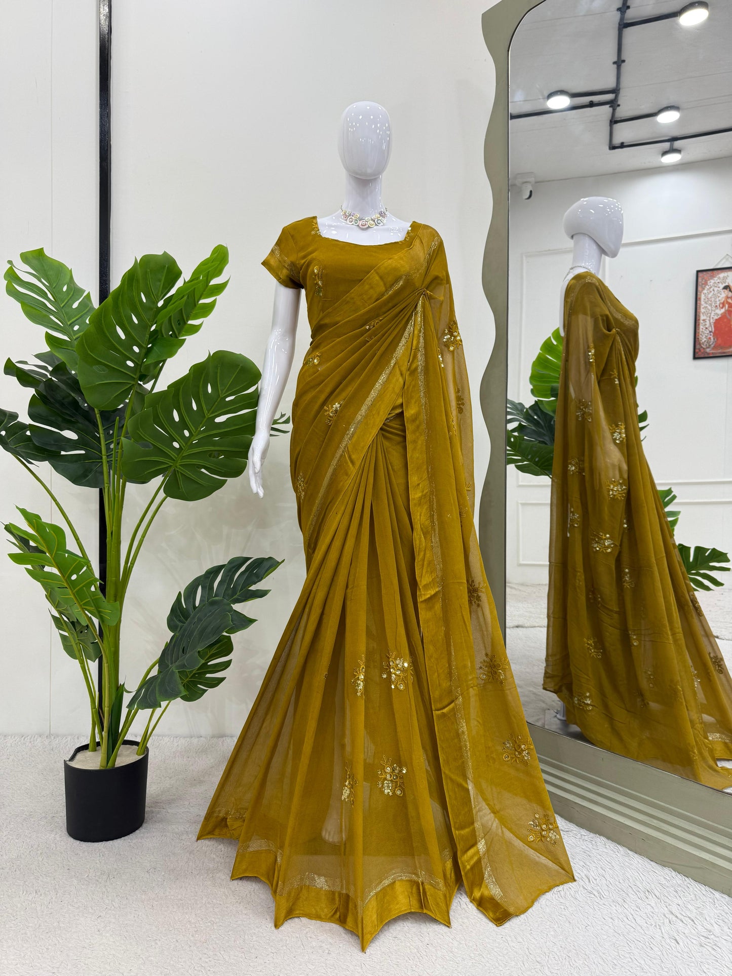 Viscose Patta Thread & Sequin Embroidery Work Saree