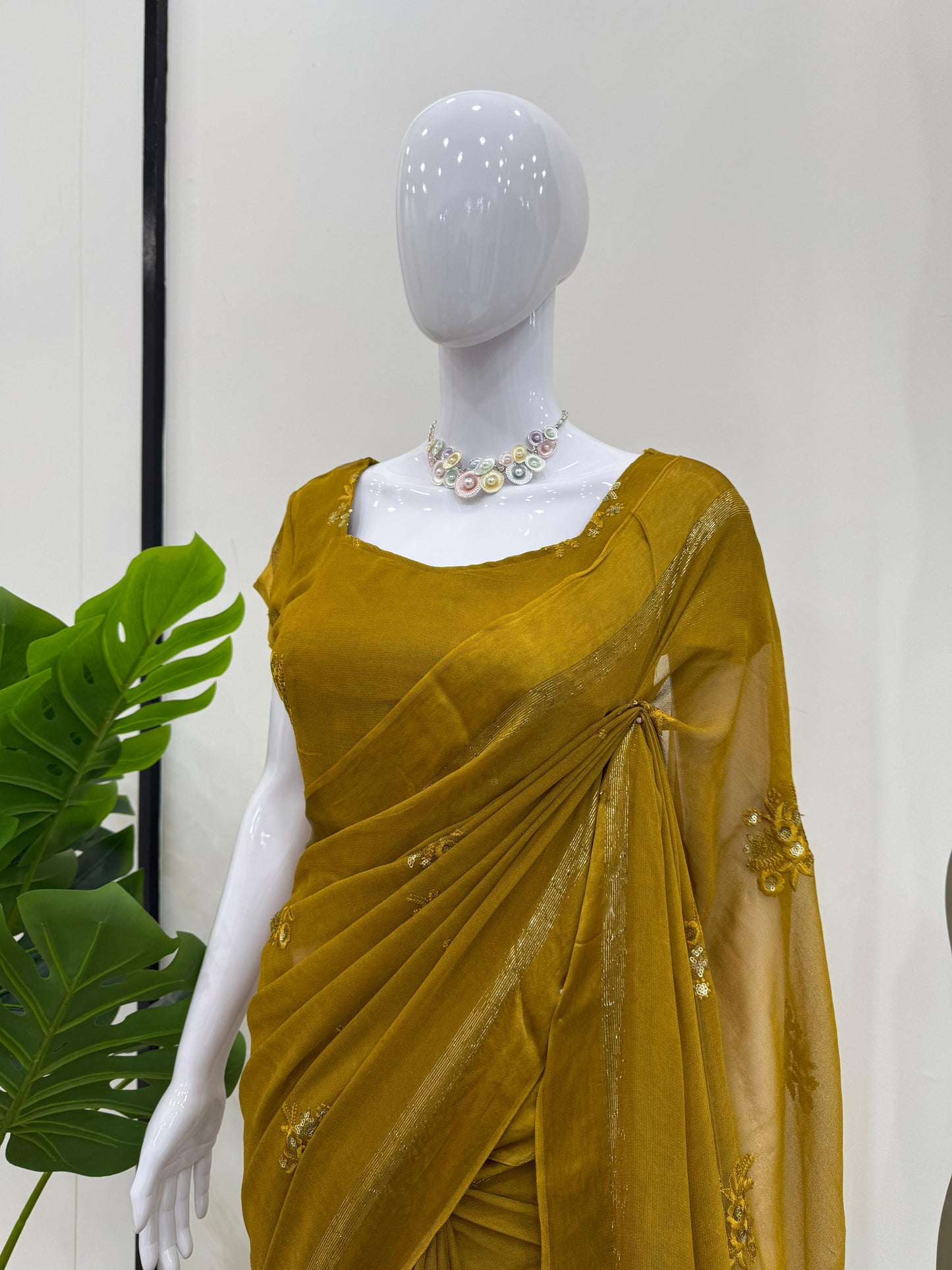 Viscose Patta Thread & Sequin Embroidery Work Saree