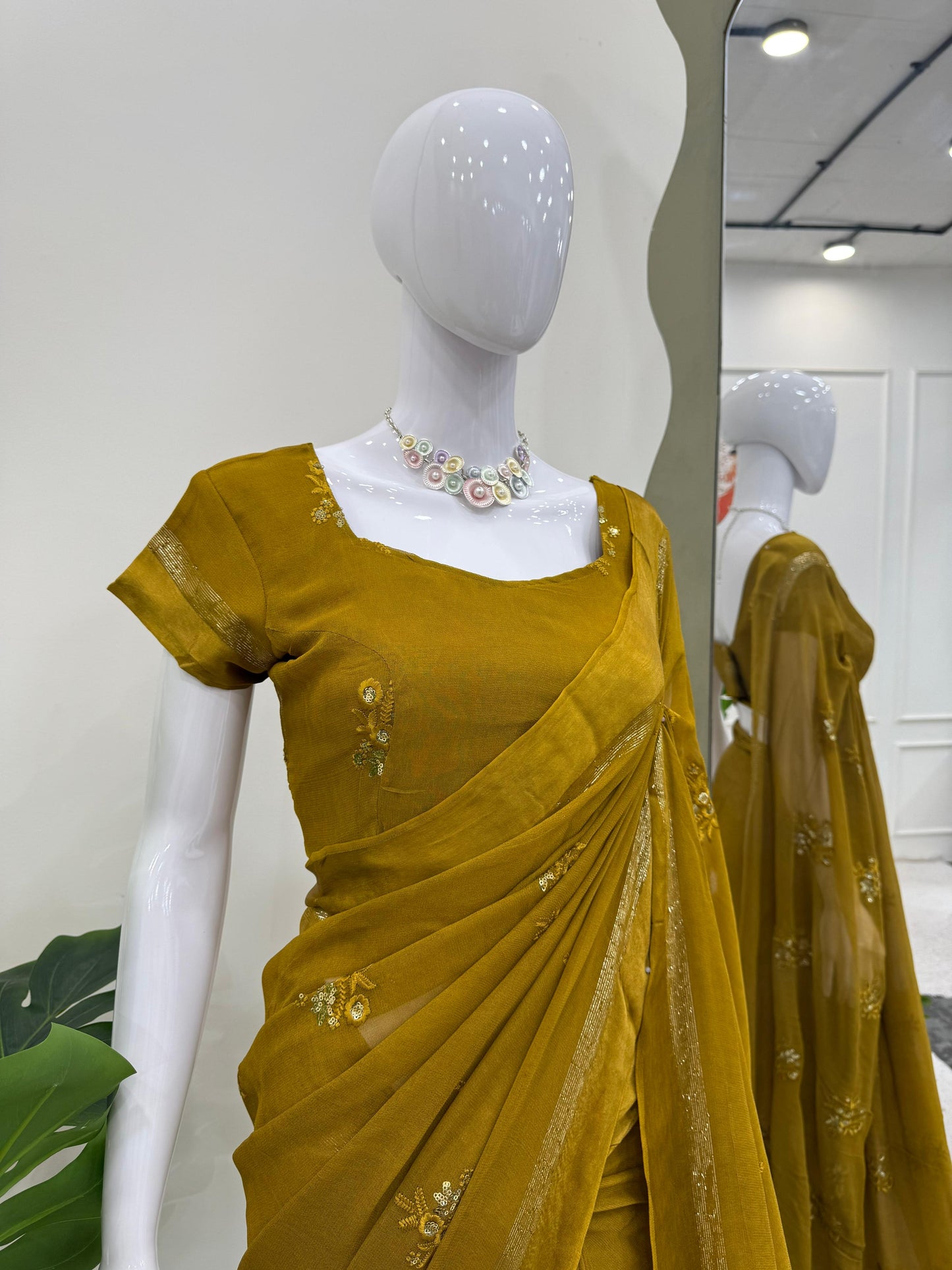 Viscose Patta Thread & Sequin Embroidery Work Saree