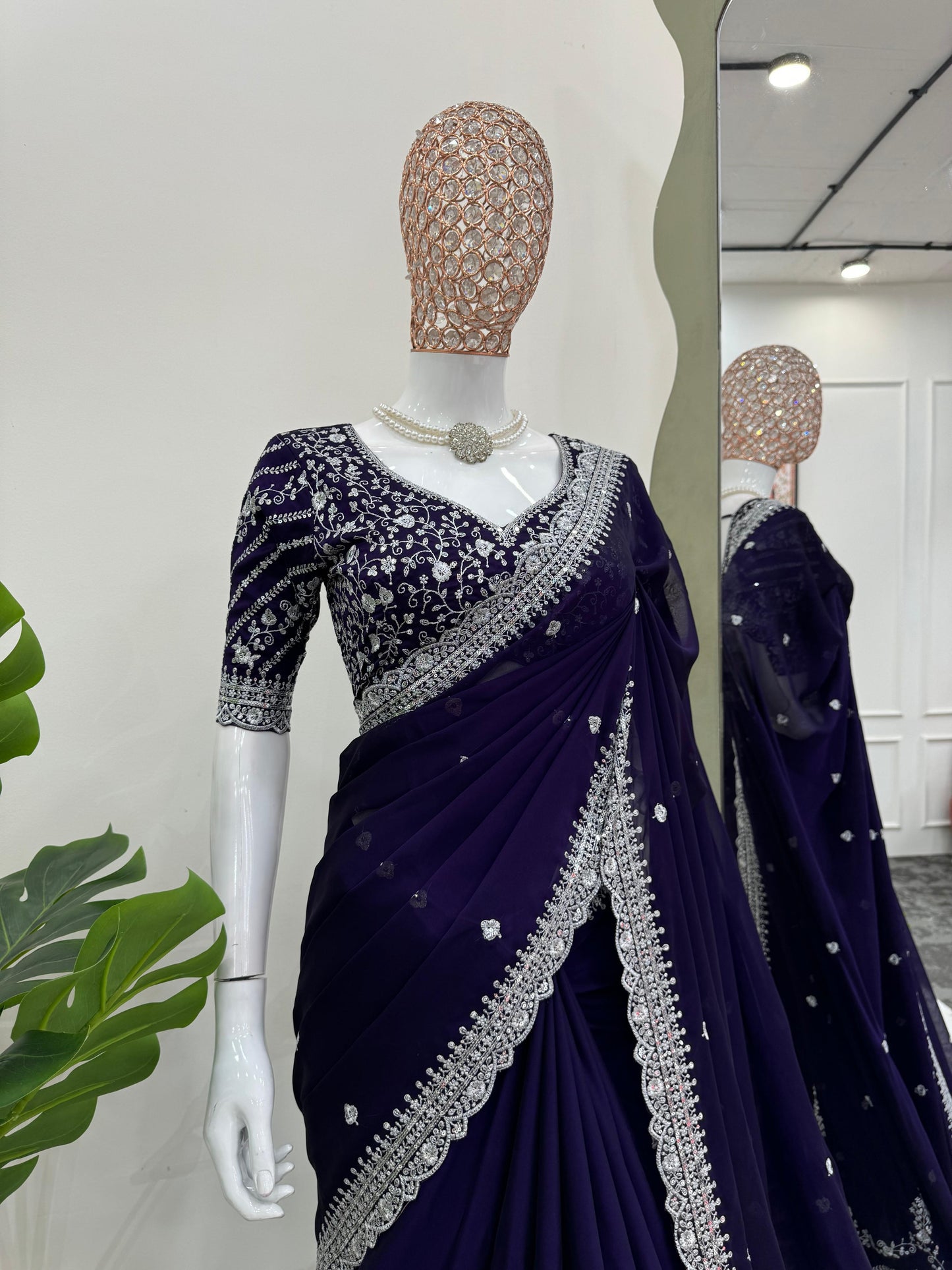 Premium Rangoli Silk Sequin embroidery Saree
