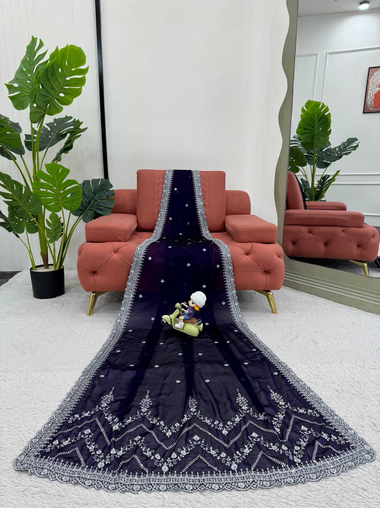 Premium Rangoli Silk Sequin embroidery Saree