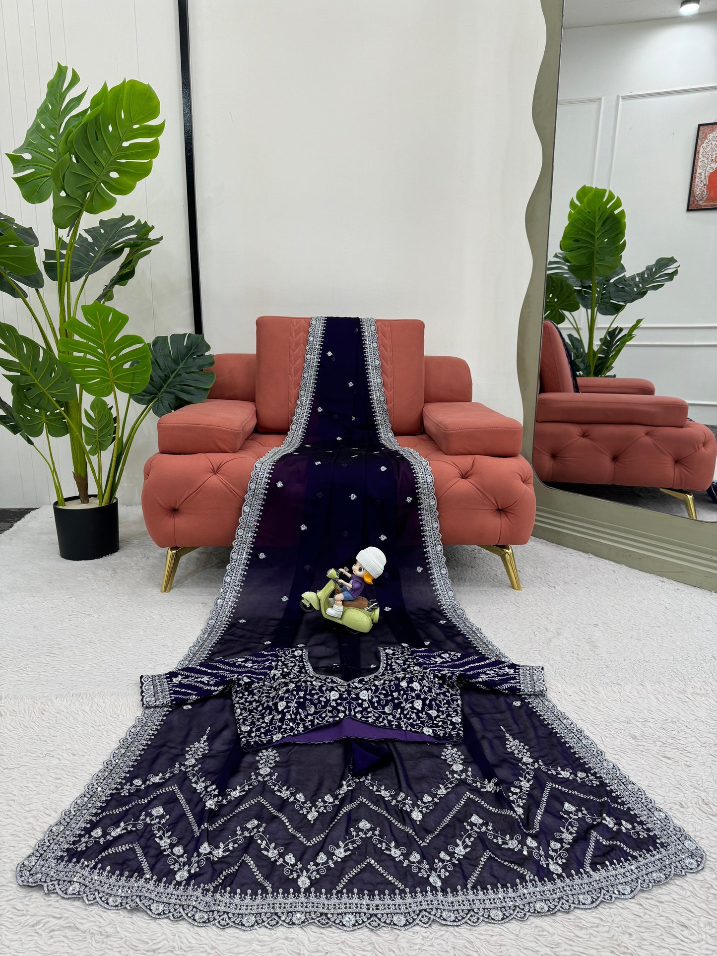 Premium Rangoli Silk Sequin embroidery Saree
