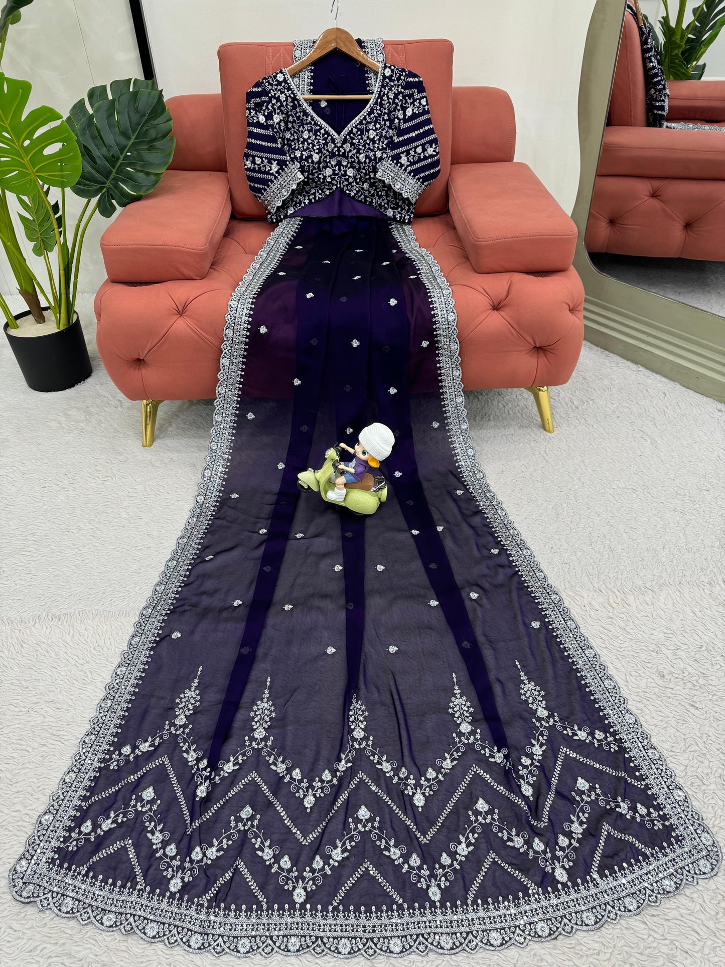 Premium Rangoli Silk Sequin embroidery Saree