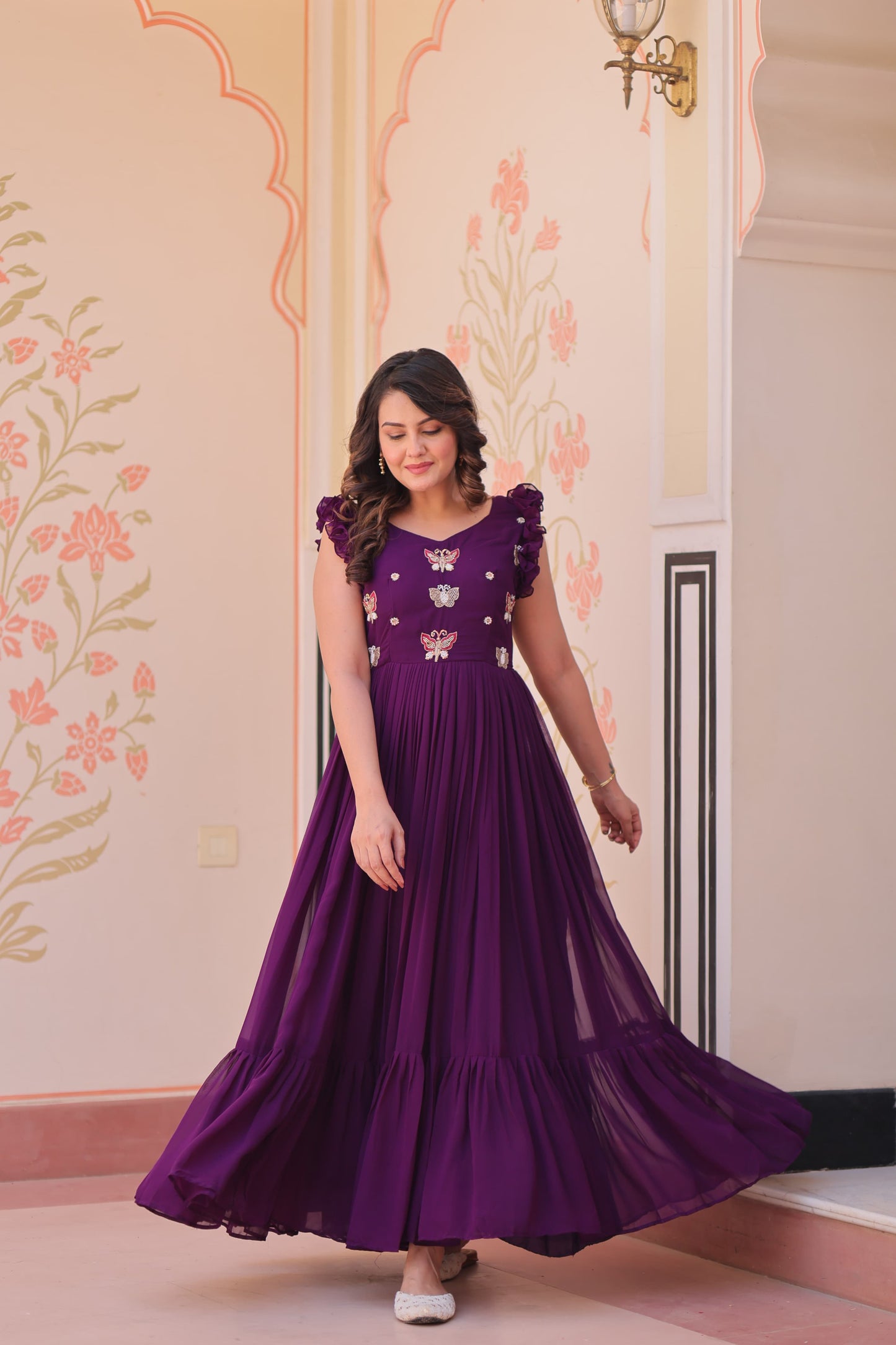 Faux Blooming Multithreaded Gown