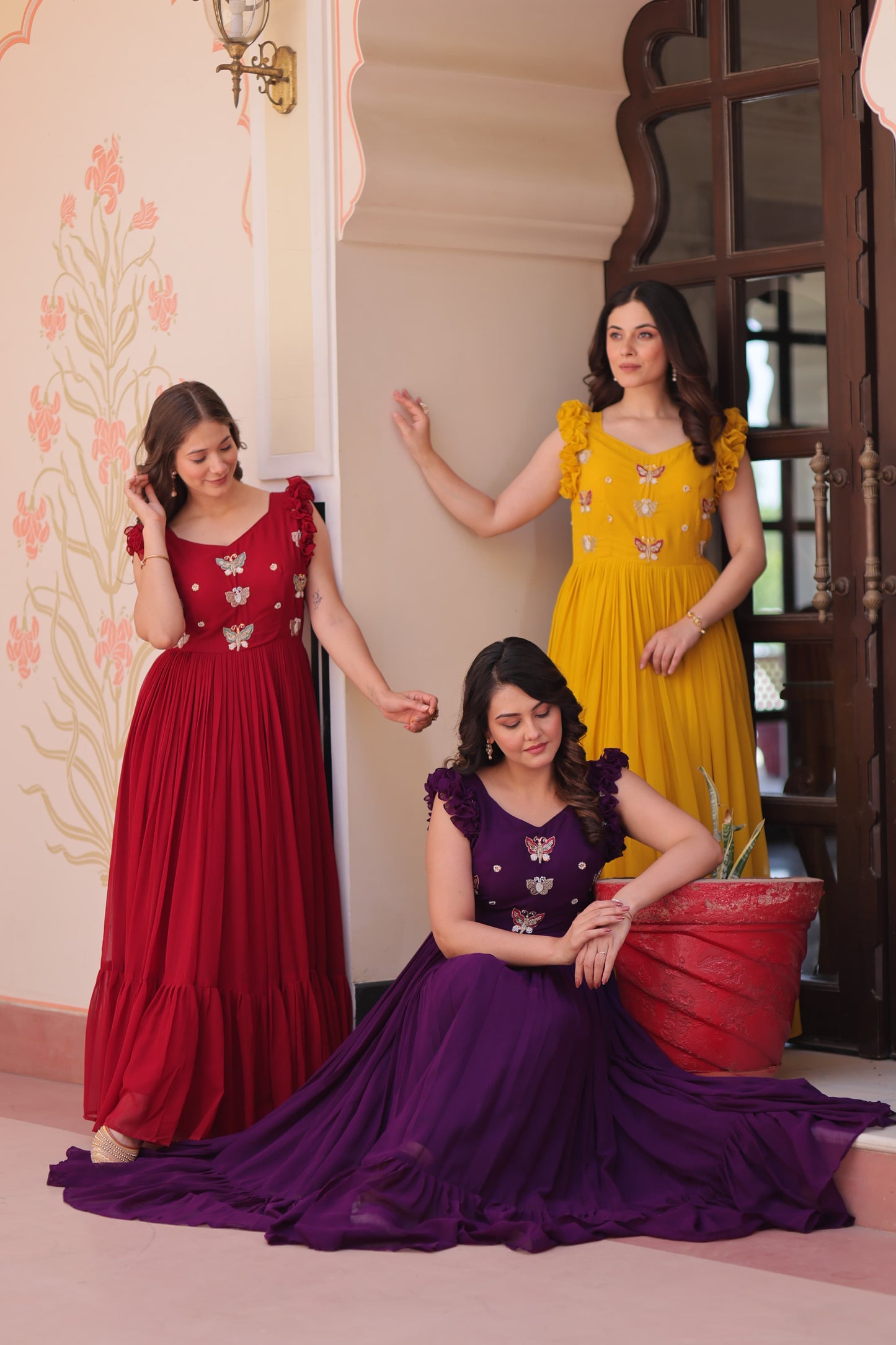 Faux Blooming Multithreaded Gown