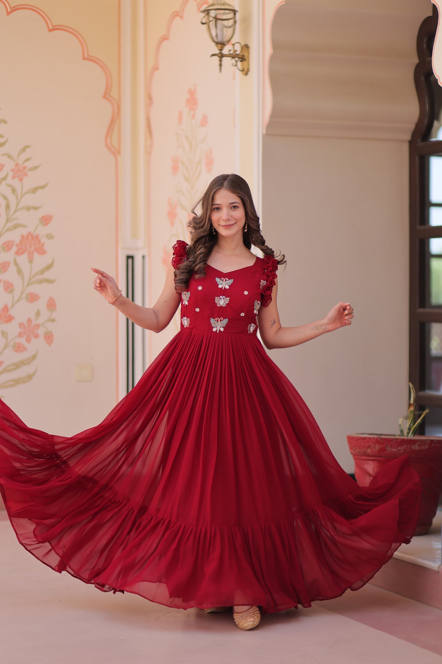 Faux Blooming Multithreaded Gown